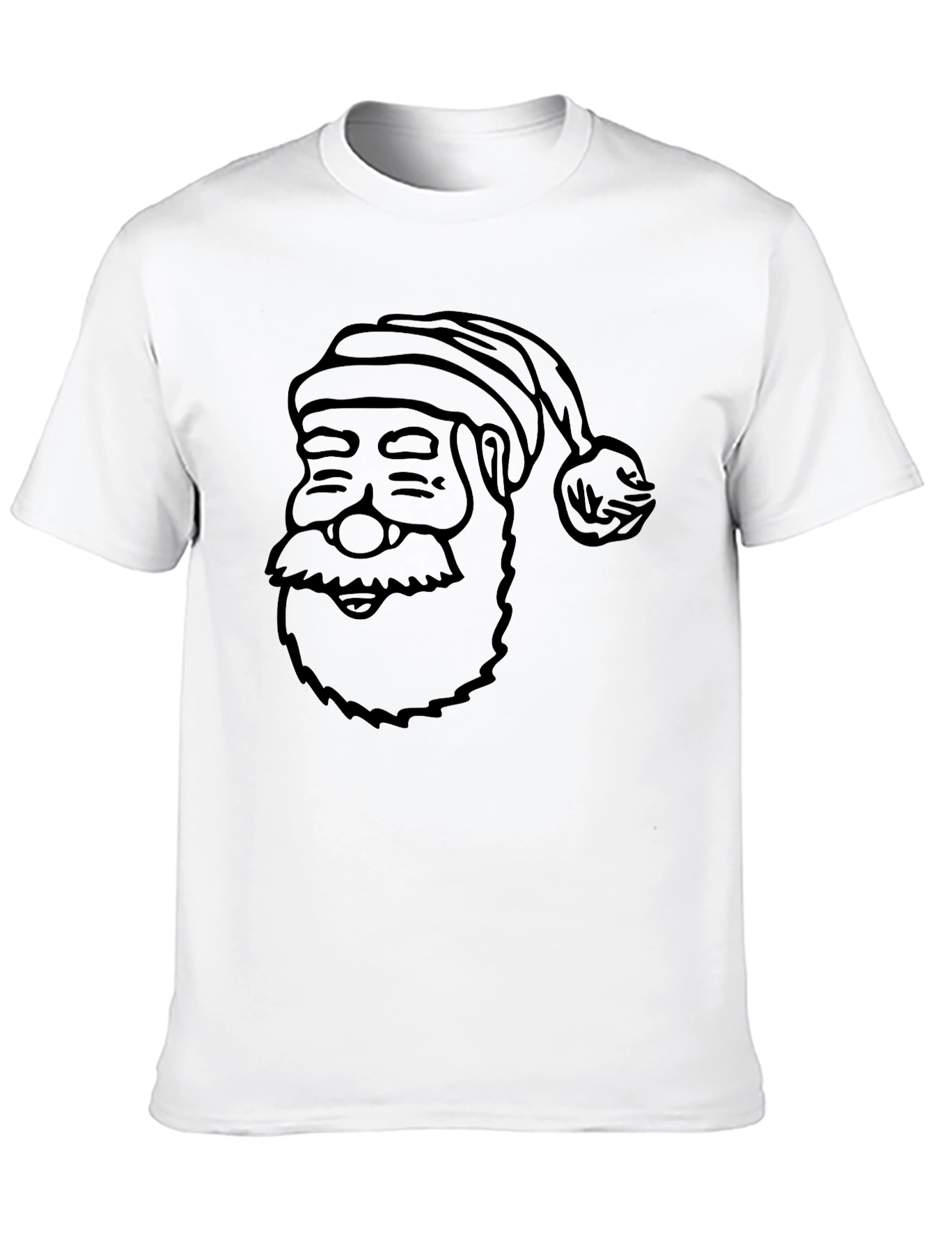 Santa Face Black T-Shirt - Festive Holiday Tee