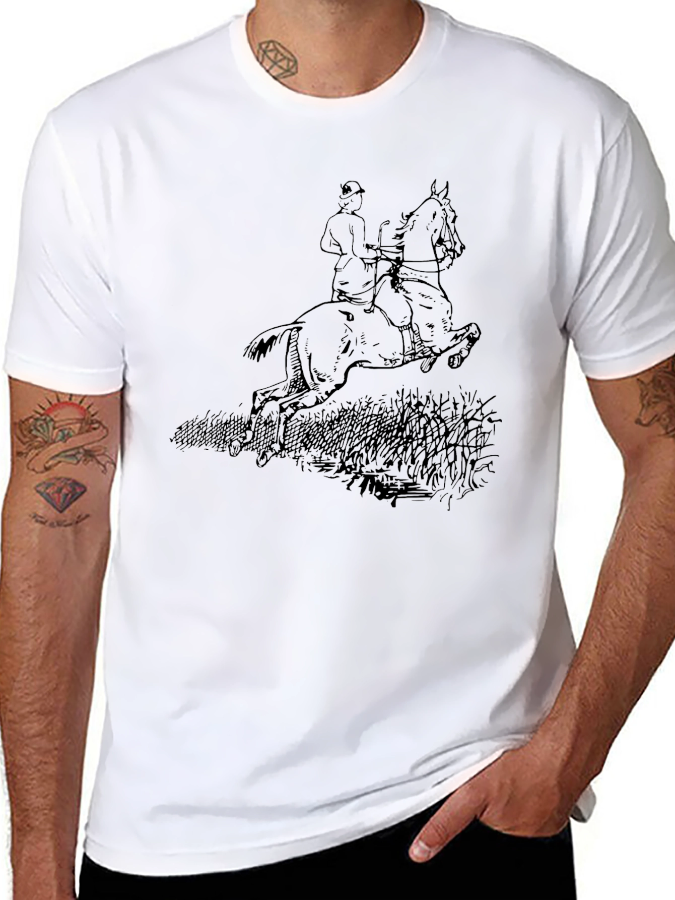 Equestrian Horse Riding Graphic Tee - Black