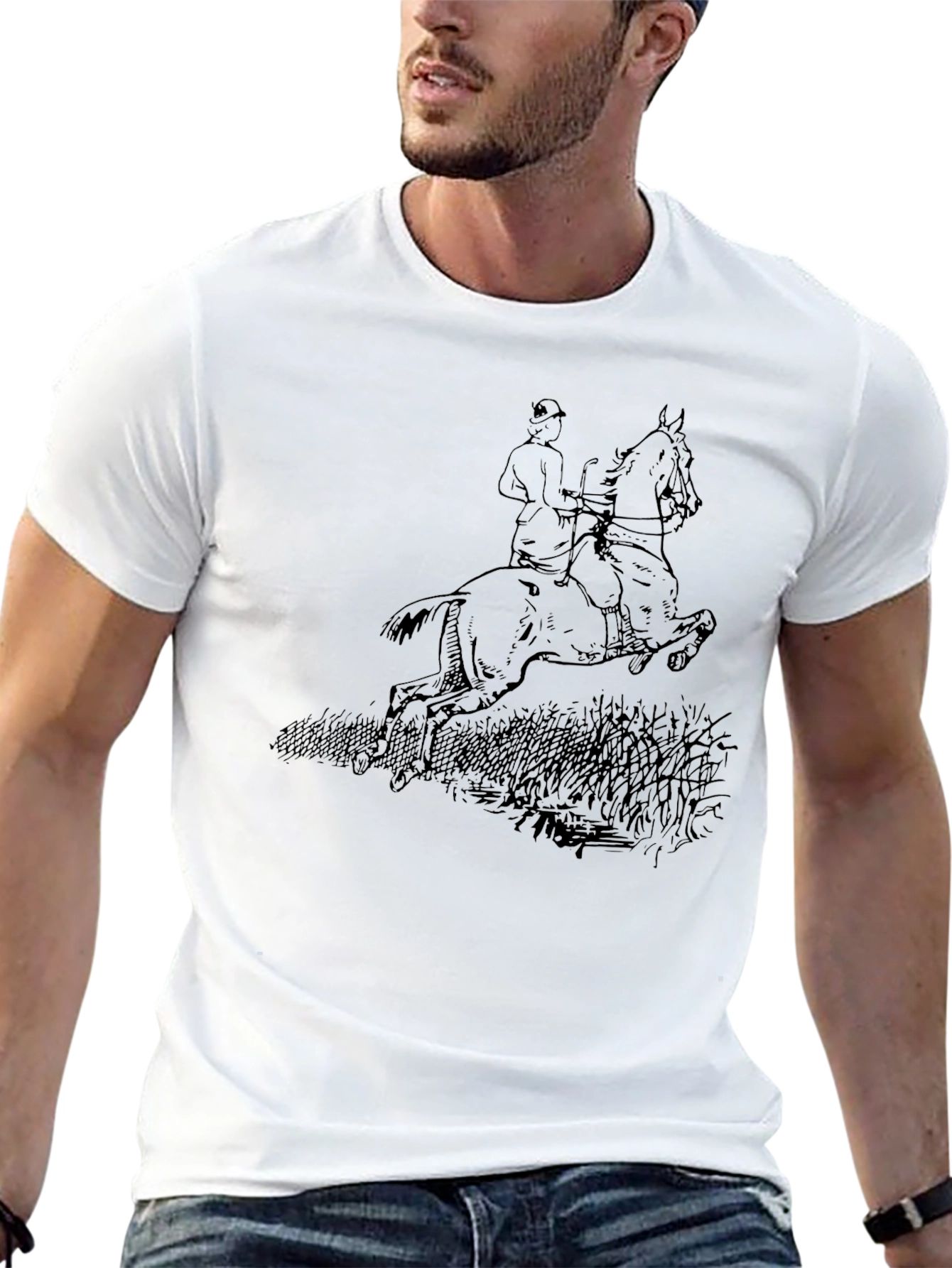 Equestrian Horse Riding Graphic Tee - Black