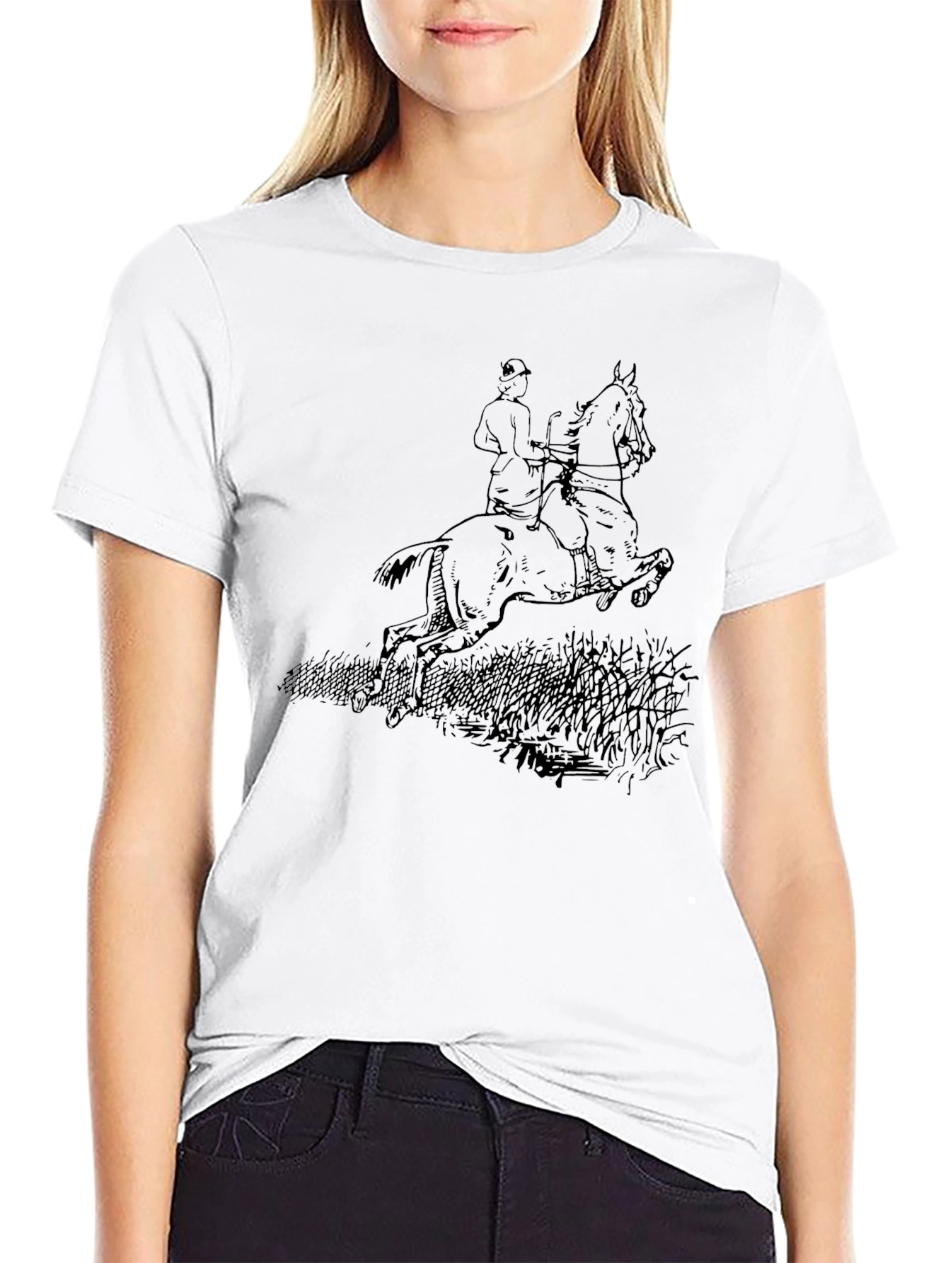 Equestrian Horse Riding Graphic Tee - Black