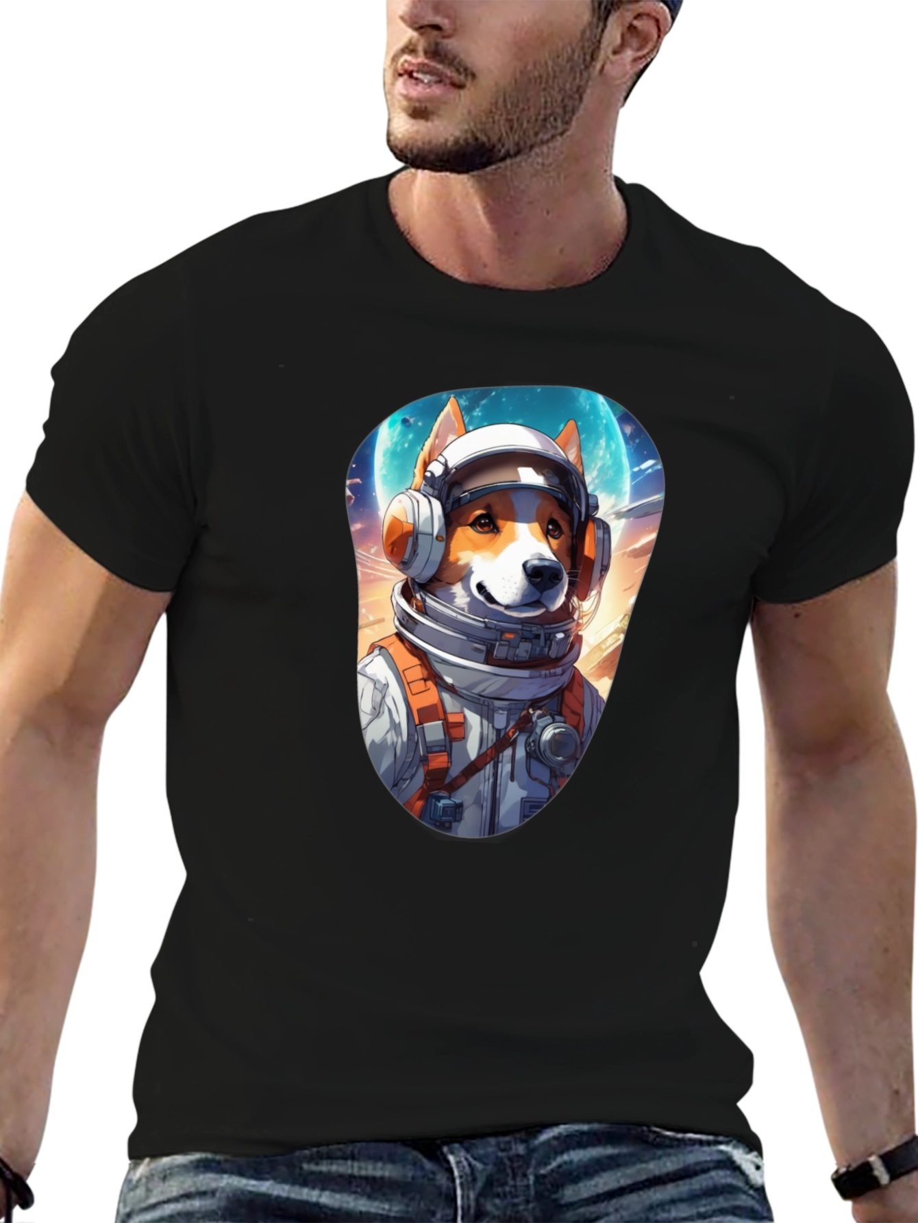 Astronaut Dog Graphic T-Shirt - Space Pup Tee