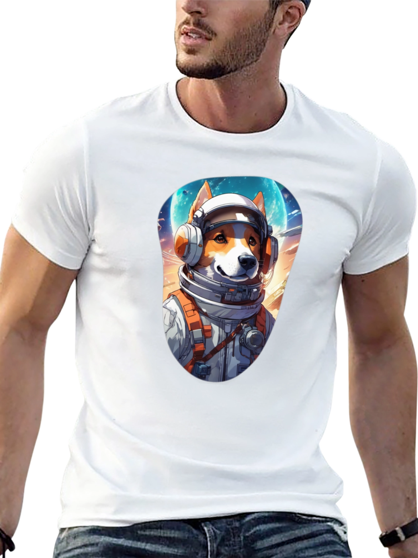 Astronaut Dog Graphic T-Shirt - Space Pup Tee