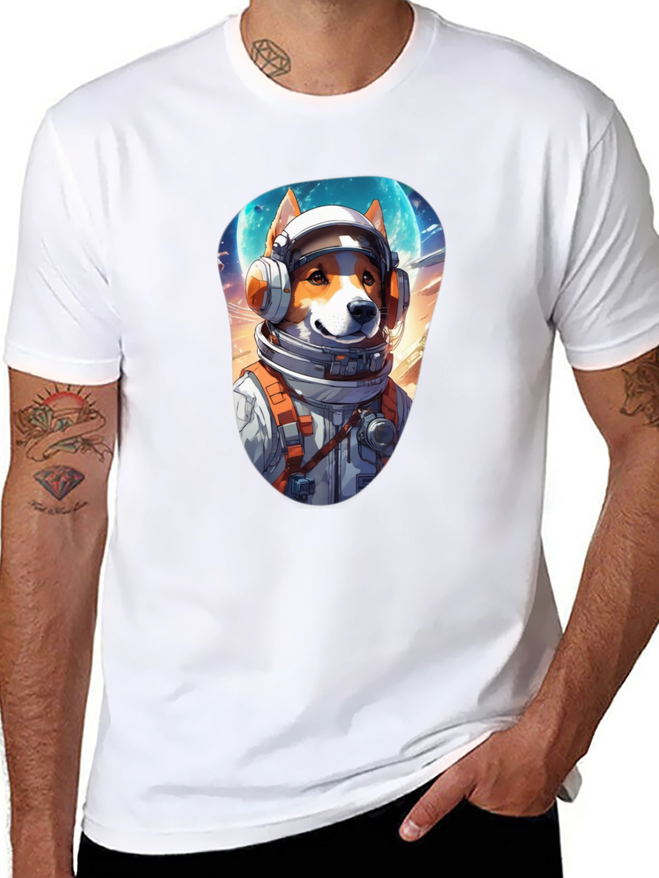 Astronaut Dog Graphic T-Shirt - Space Pup Tee