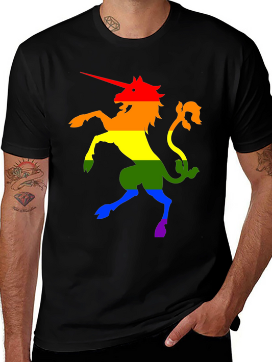 Rainbow Unicorn Pride T-Shirt - Black Cotton Blend Tee