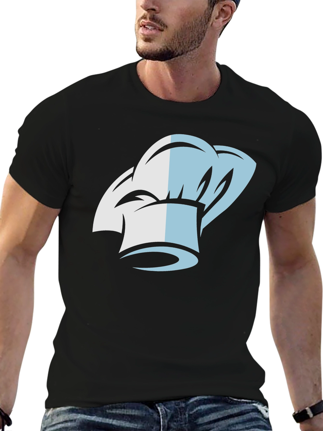 Chef Hat Graphic Tee - Black Cotton T-Shirt