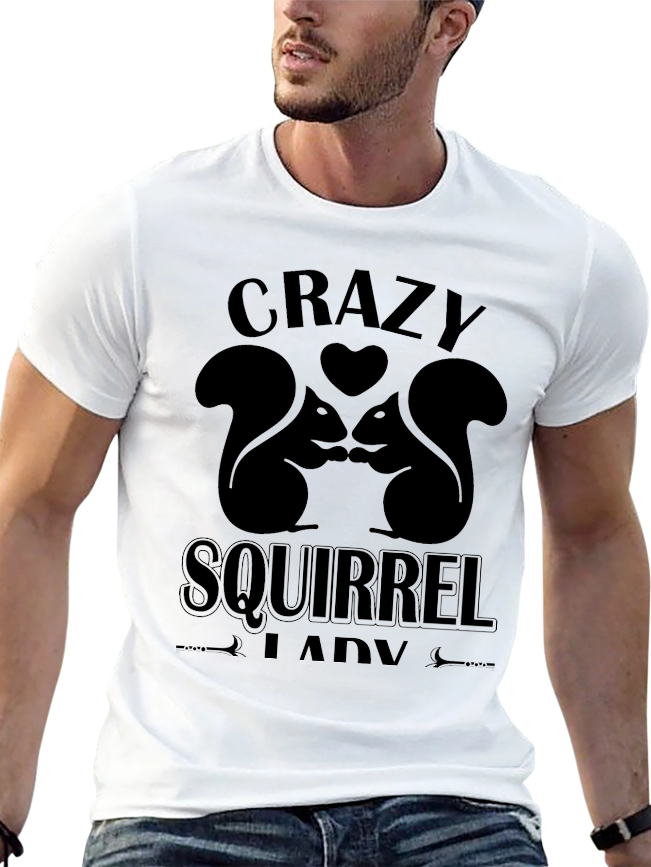 Crazy Squirrel Lady Black T-Shirt