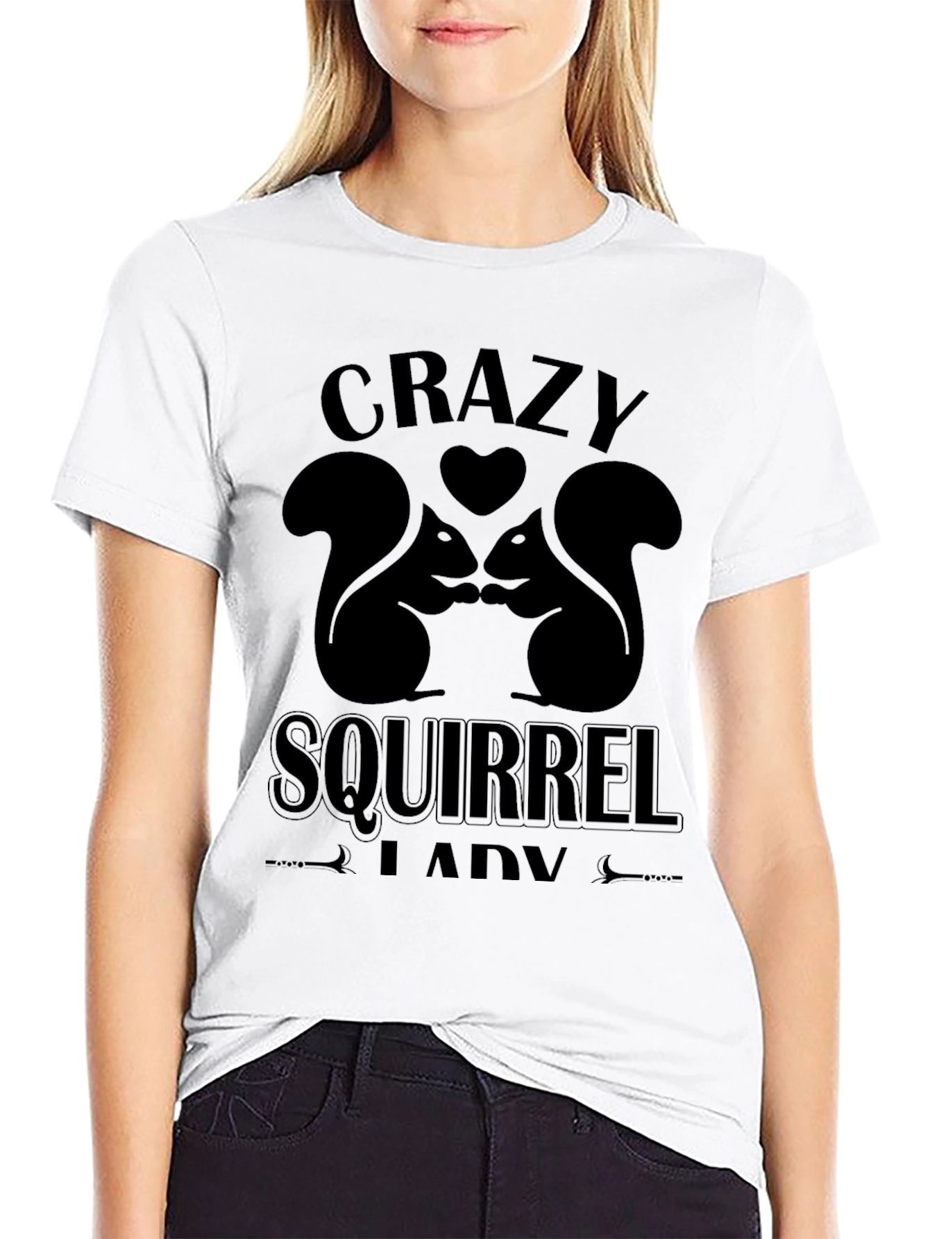 Crazy Squirrel Lady Black T-Shirt