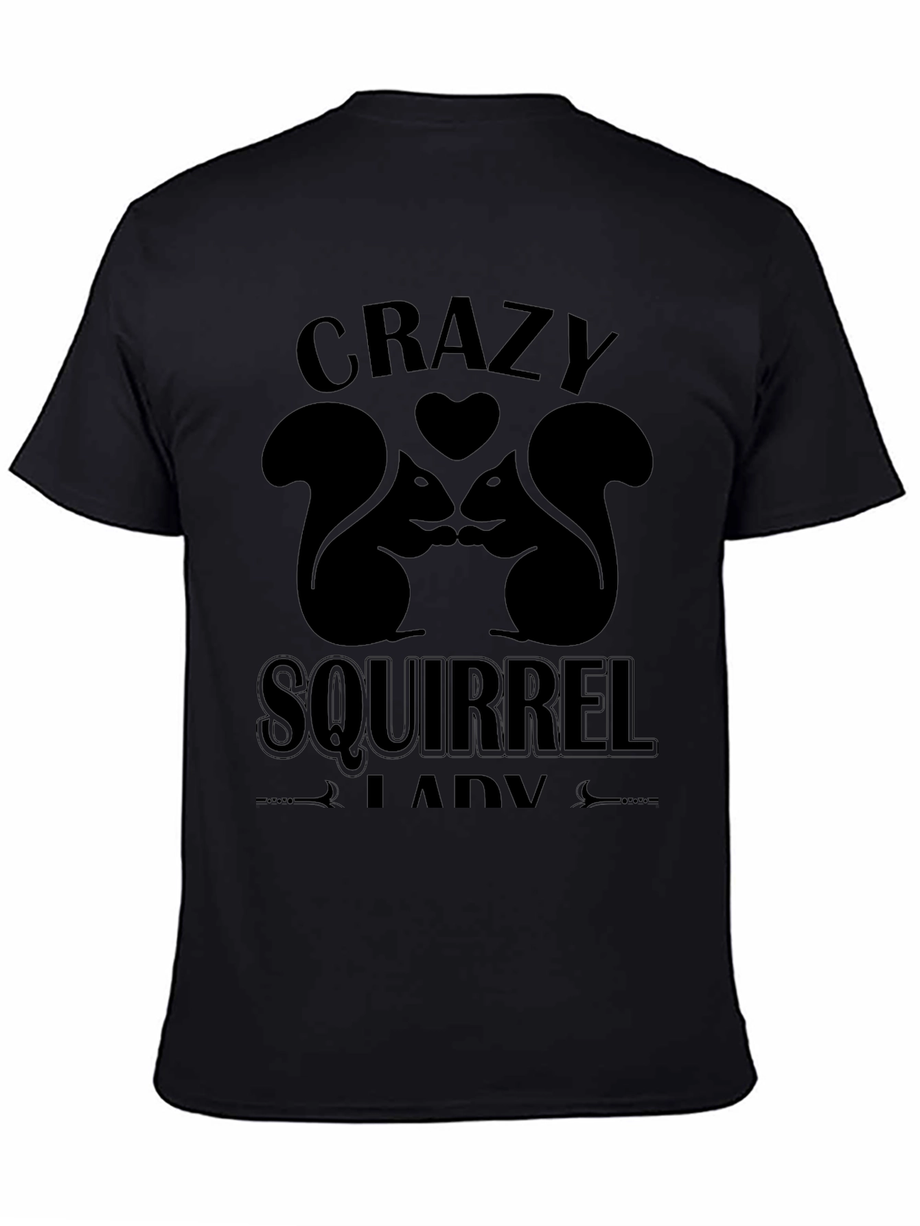 Crazy Squirrel Lady Black T-Shirt