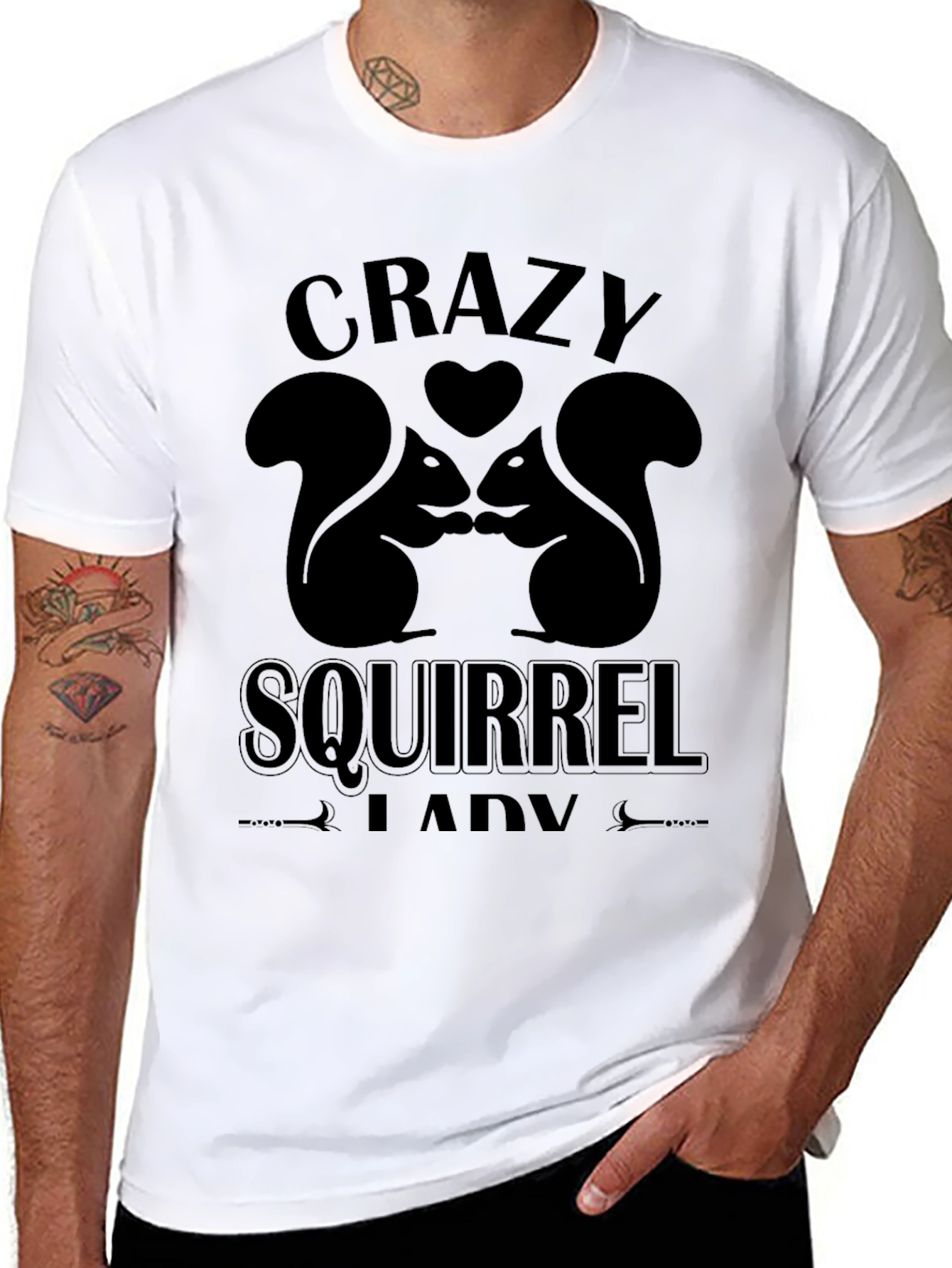 Crazy Squirrel Lady Black T-Shirt