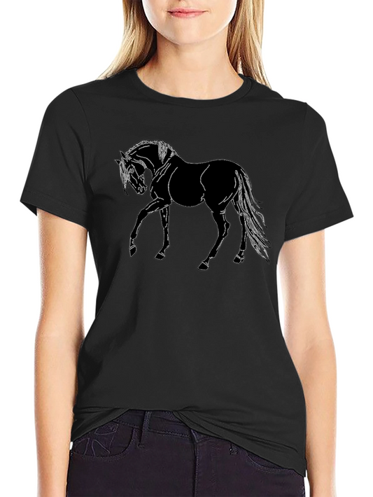 Mens Black Horse Graphic T-Shirt