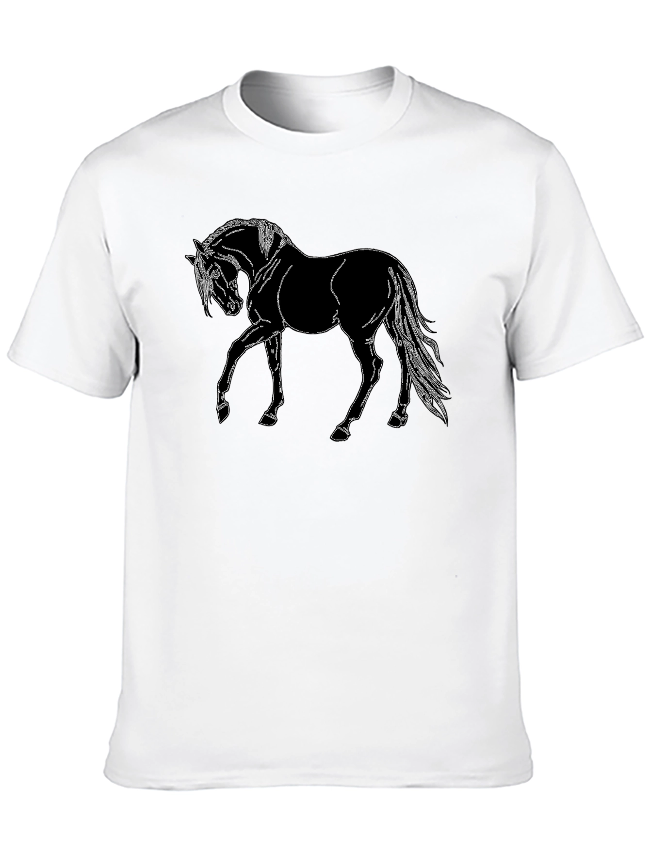 Mens Black Horse Graphic T-Shirt