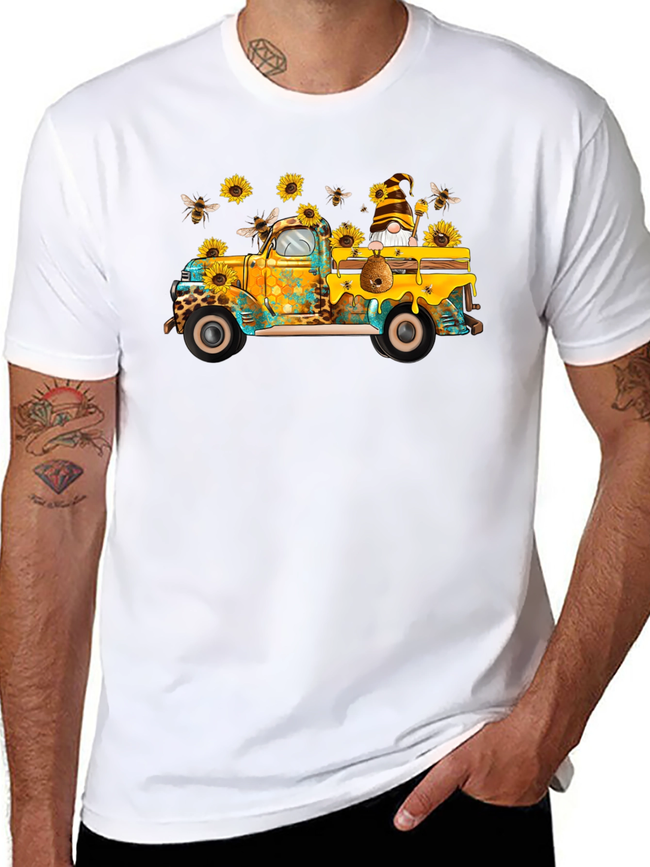 Sunflower Truck Graphic Tee - Unisex Black T-Shirt