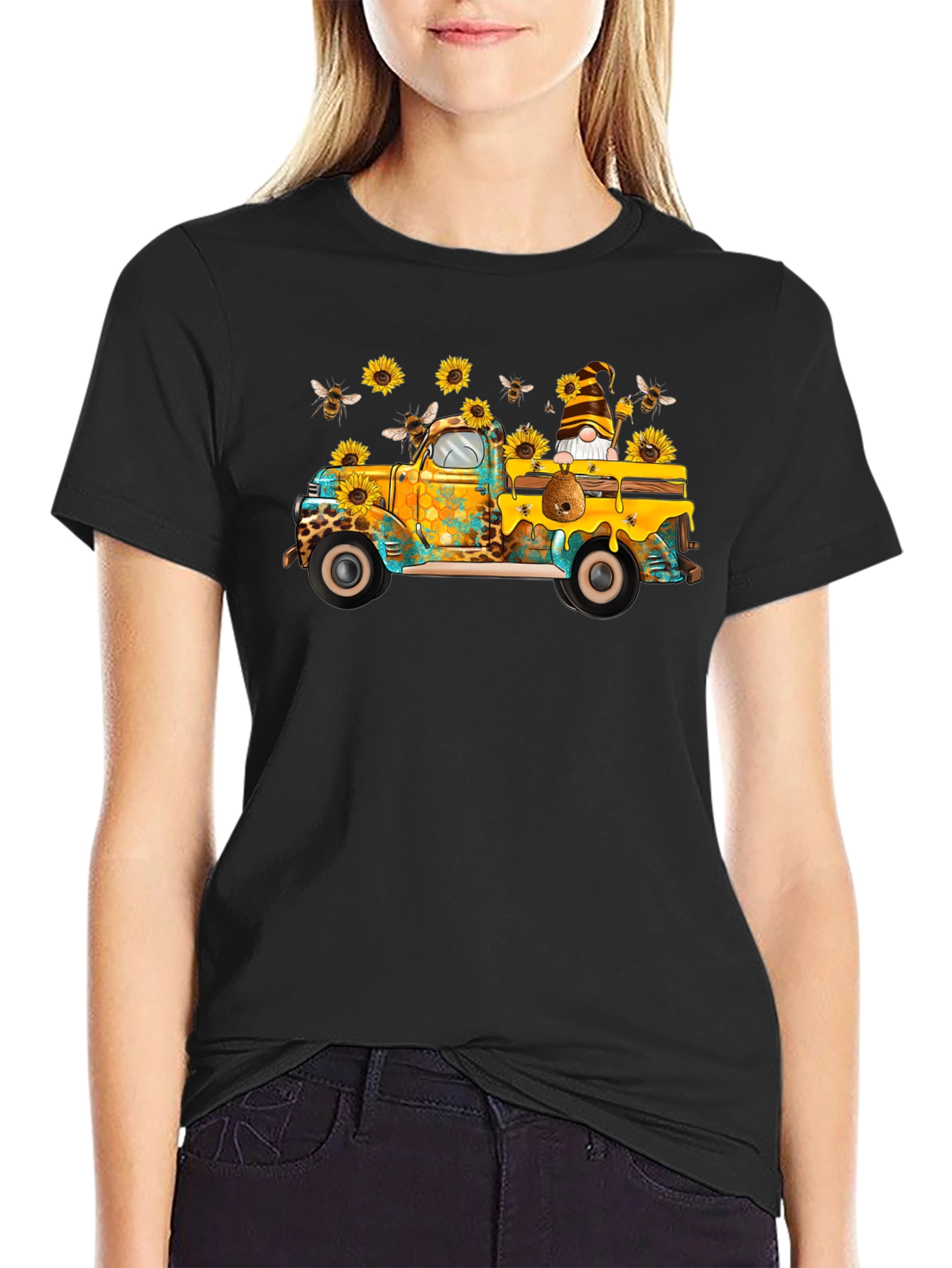Sunflower Truck Graphic Tee - Unisex Black T-Shirt