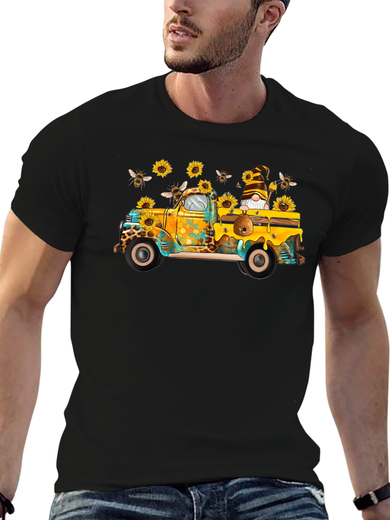 Sunflower Truck Graphic Tee - Unisex Black T-Shirt