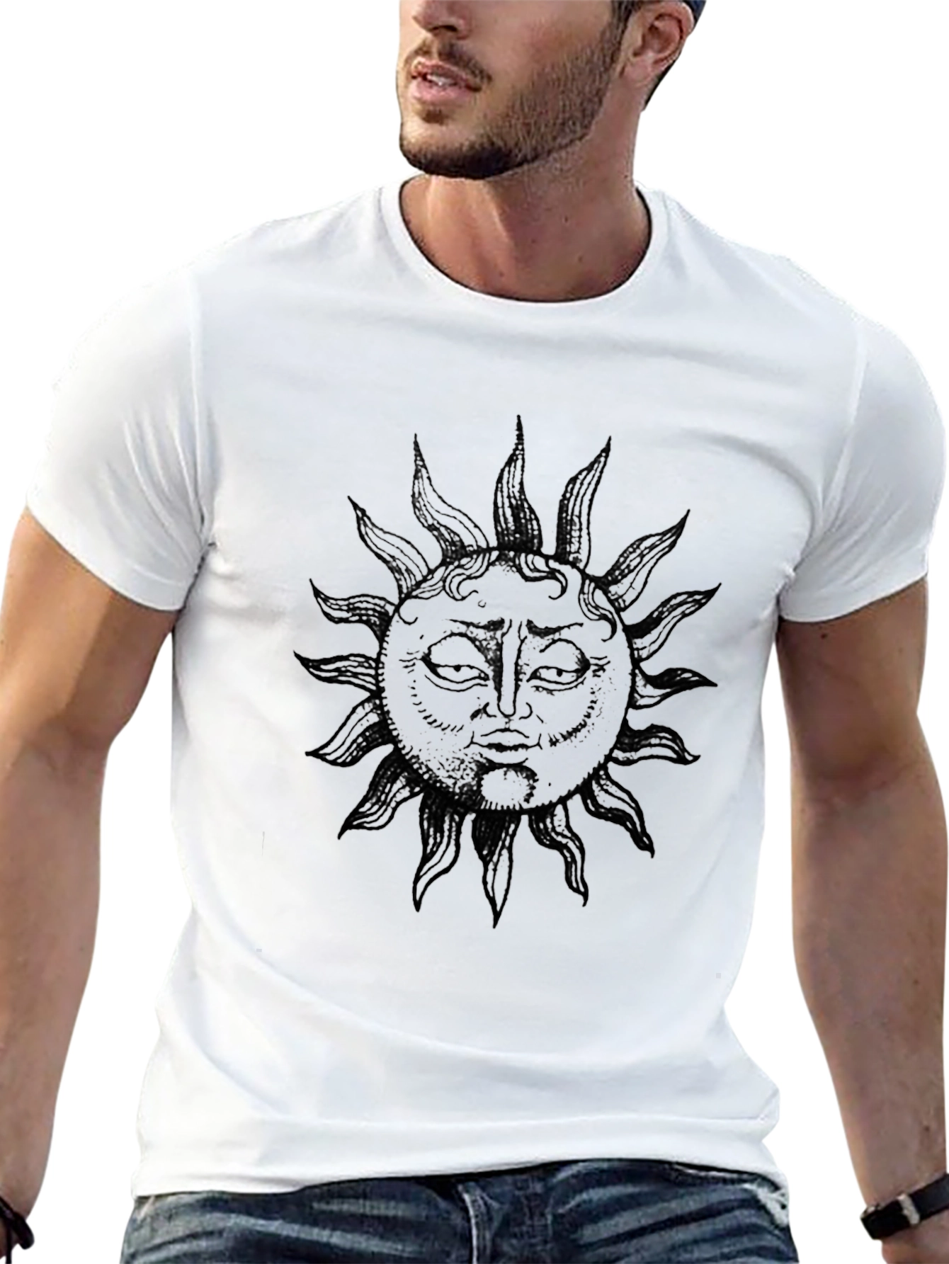 Mystic Sun Graphic Tee - Black Cotton T-Shirt