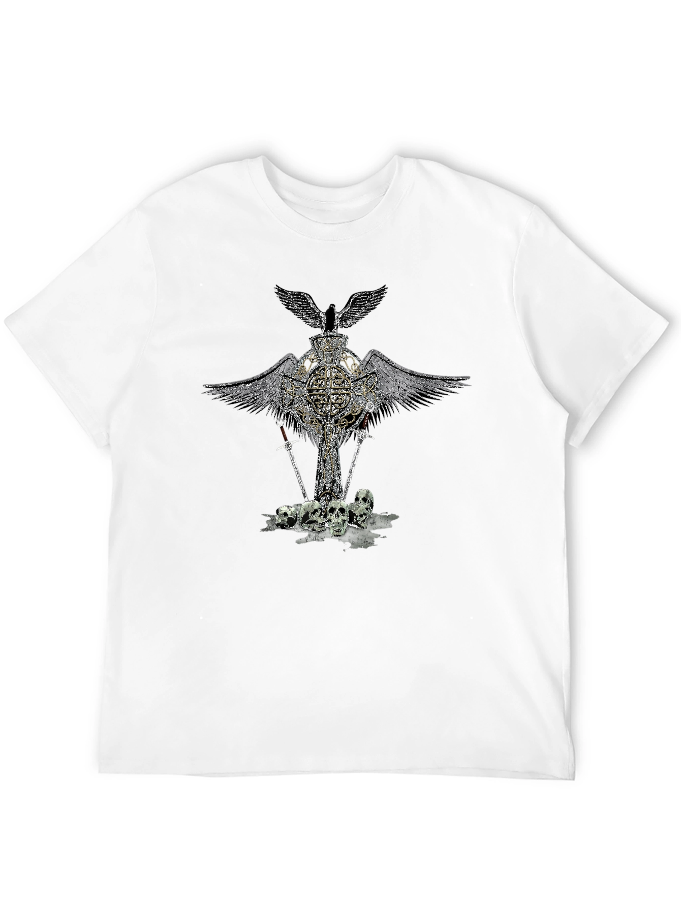 Gothic Skull & Wings Graphic Tee