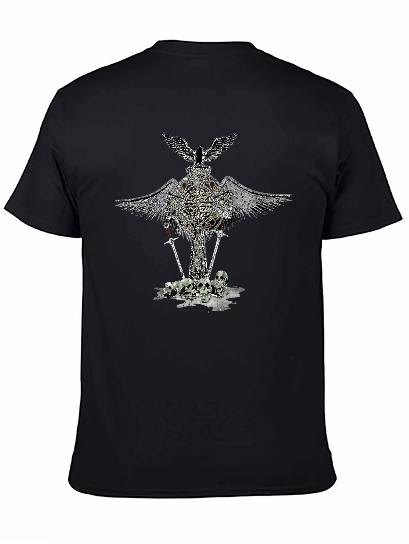 Gothic Skull & Wings Graphic Tee