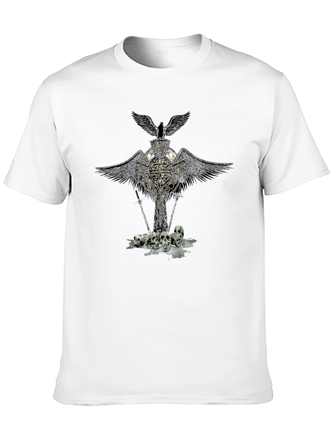 Gothic Skull & Wings Graphic Tee