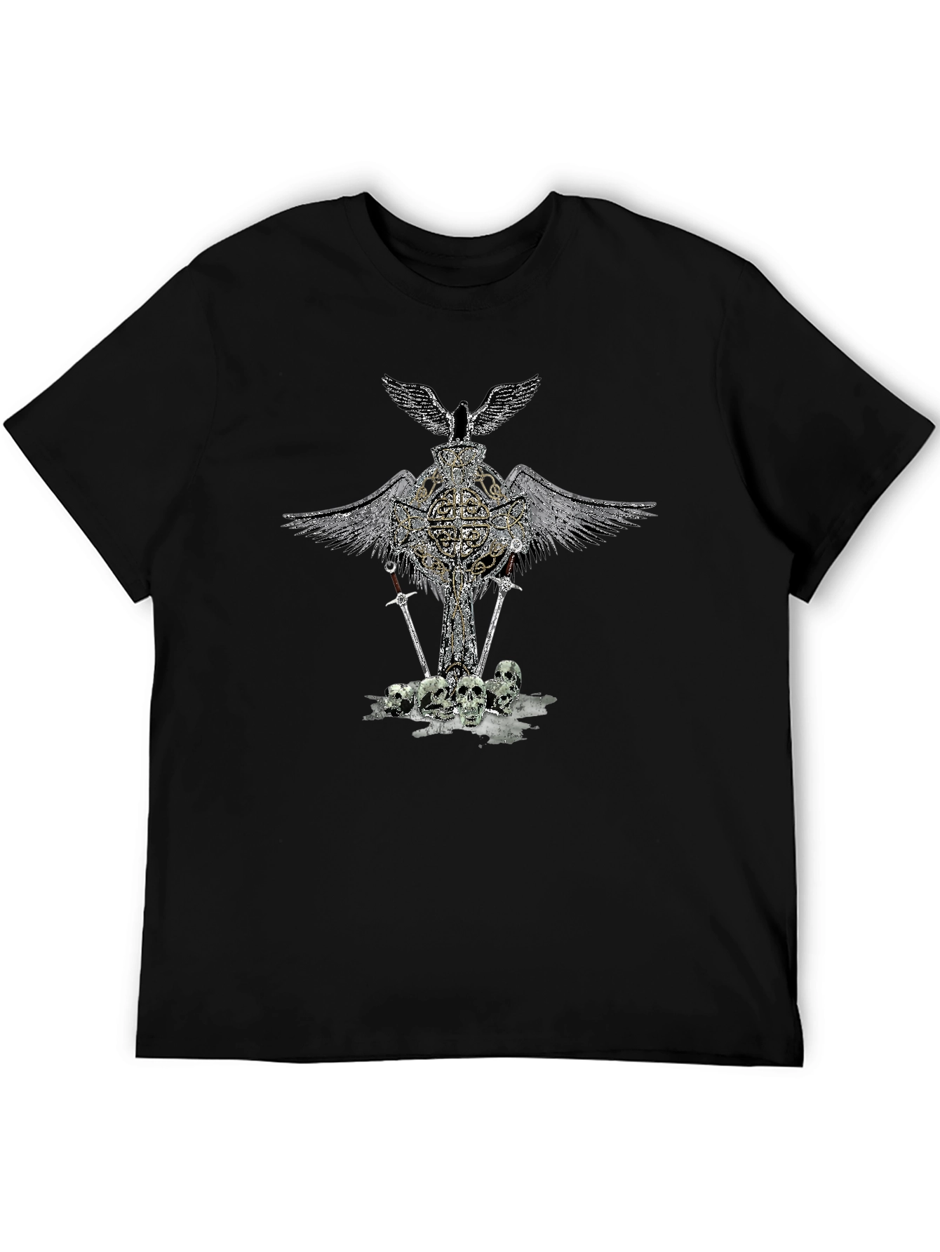Gothic Skull & Wings Graphic Tee