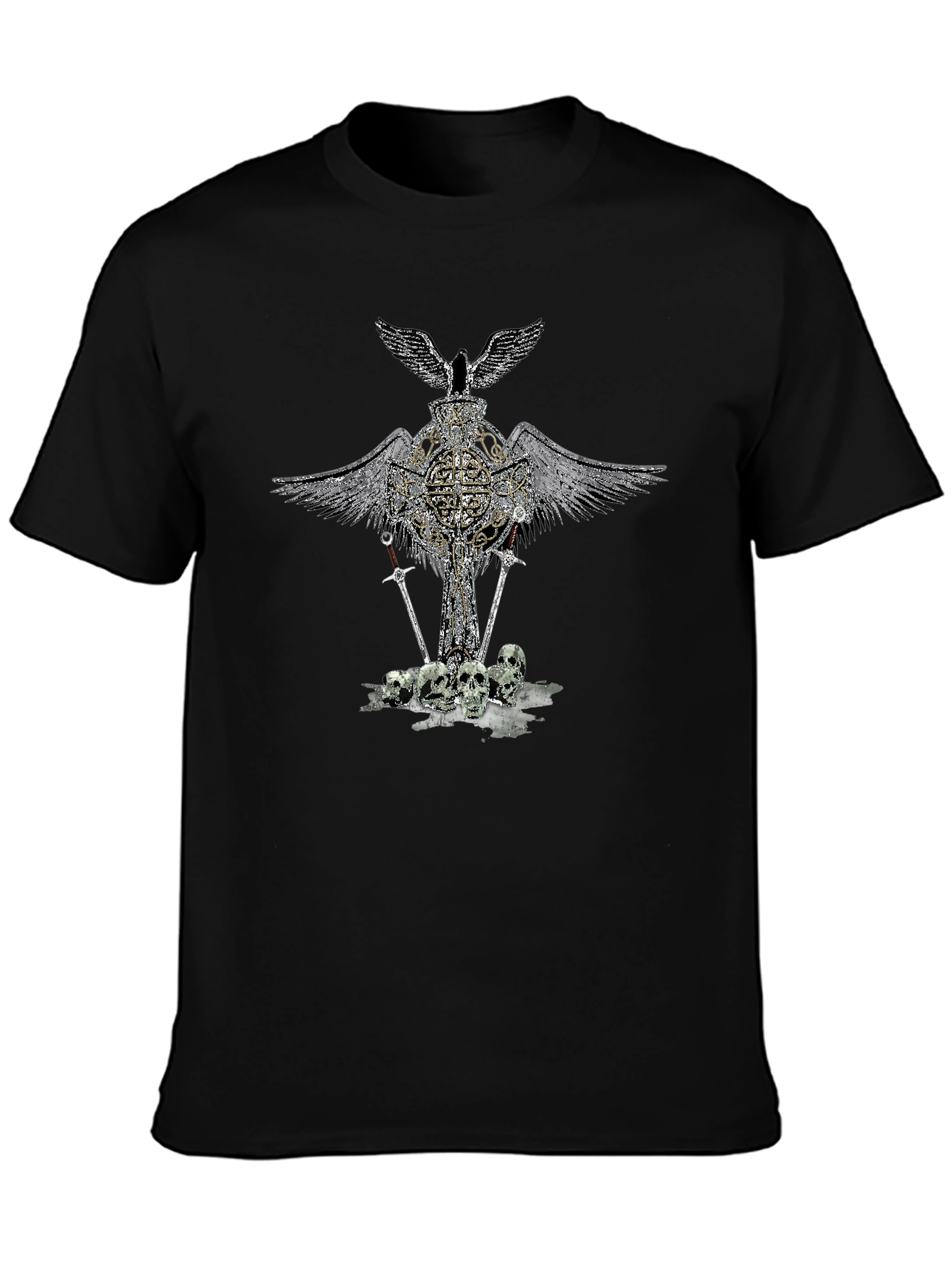 Gothic Skull & Wings Graphic Tee