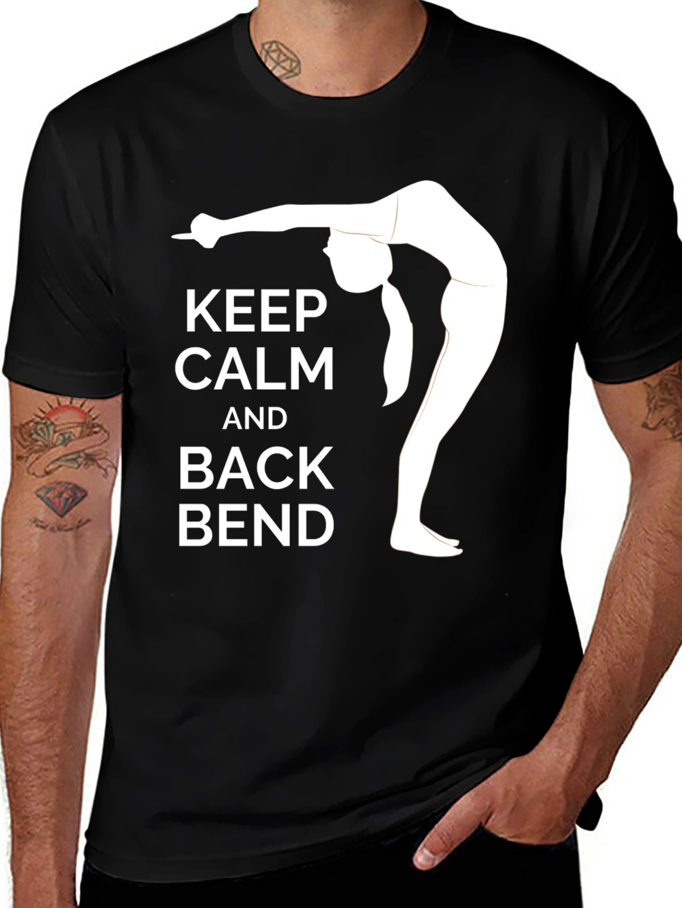 Keep Calm and Back Bend Black T-Shirt