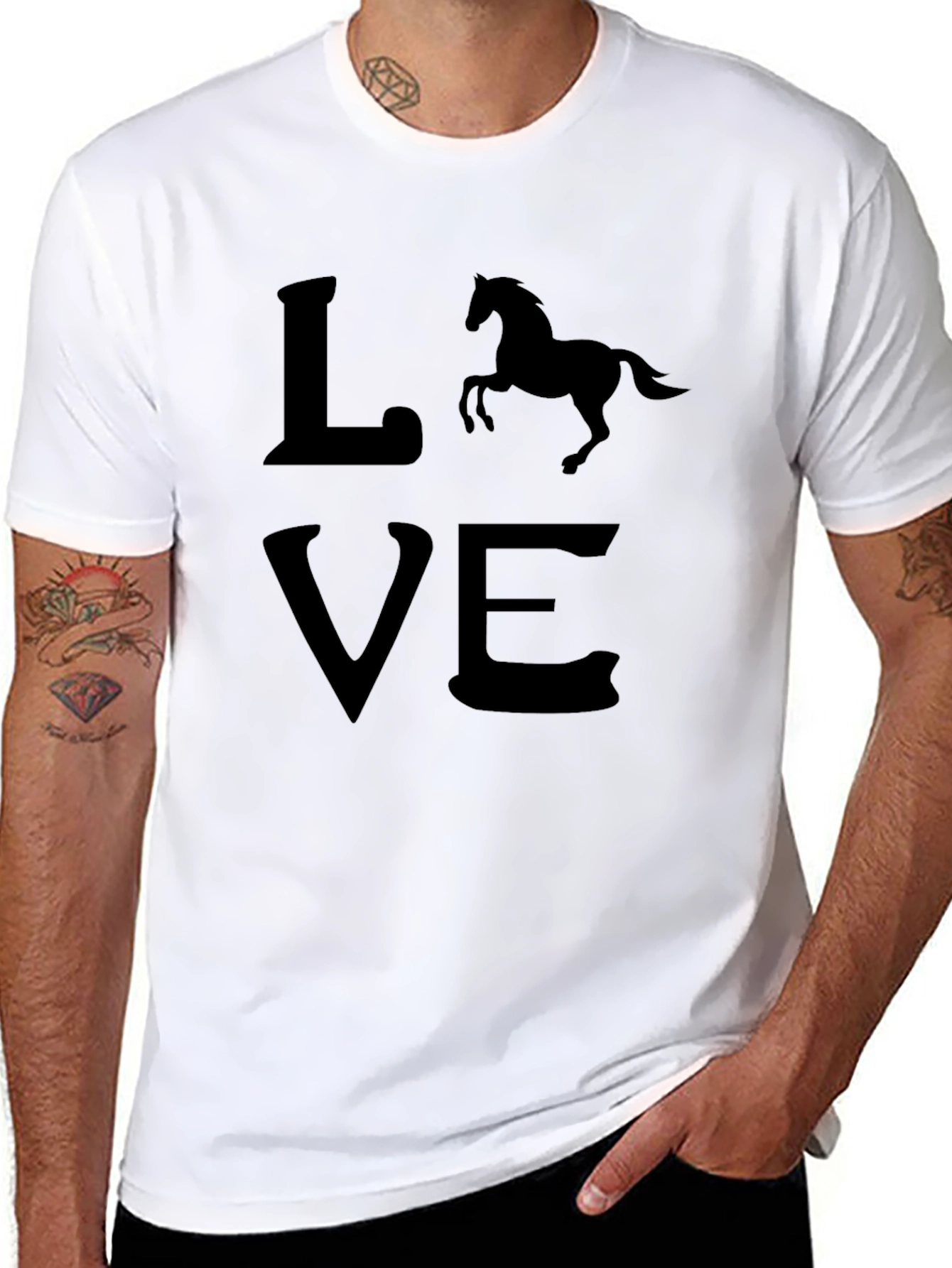 Love Horses Graphic T-Shirt - Black
