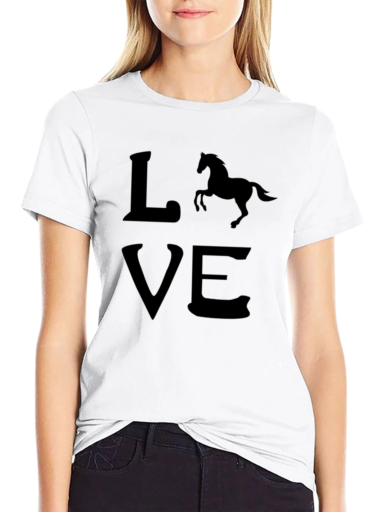 Love Horses Graphic T-Shirt - Black