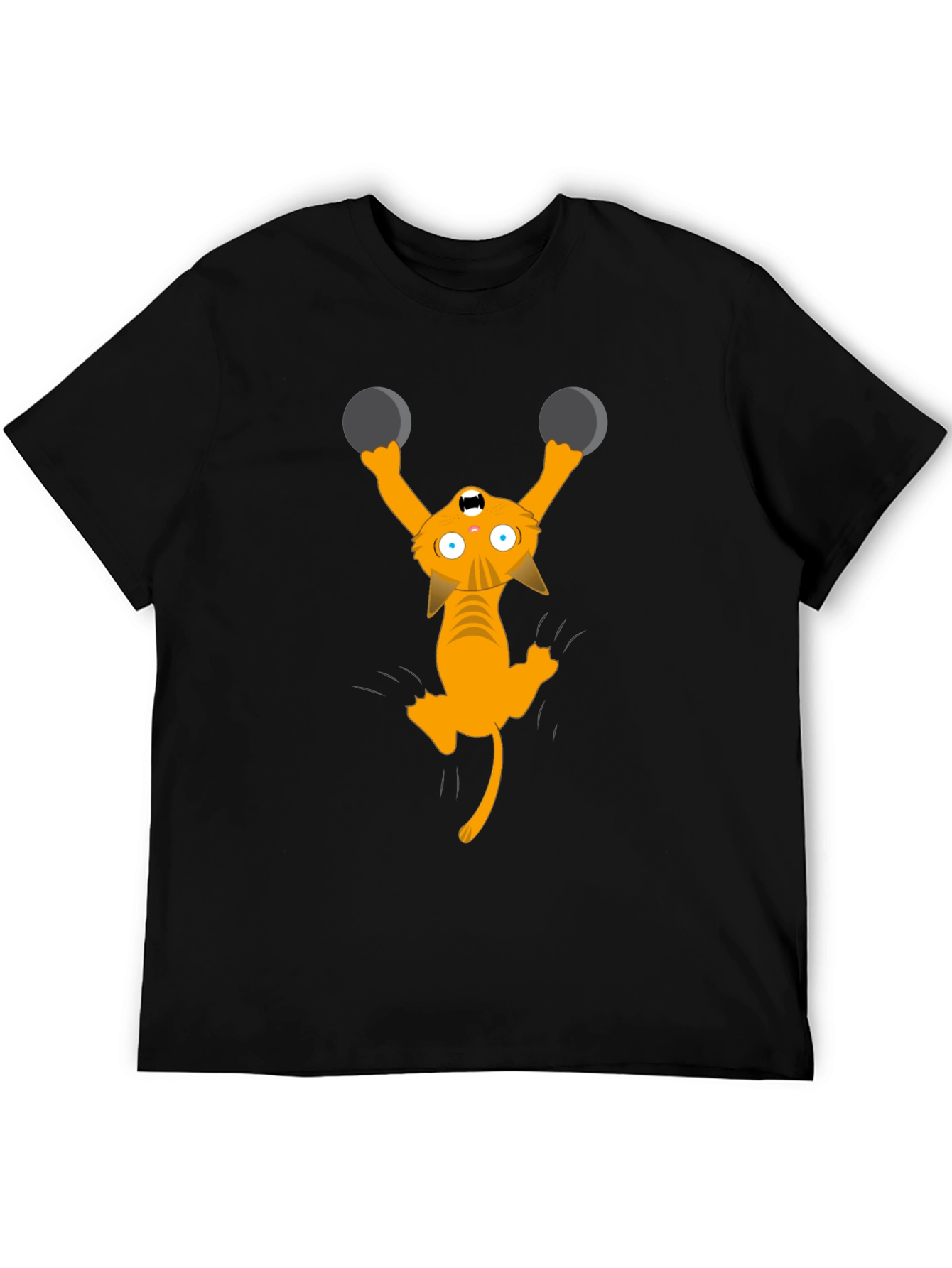 Funny Cat Lifting Weights Graphic T-Shirt