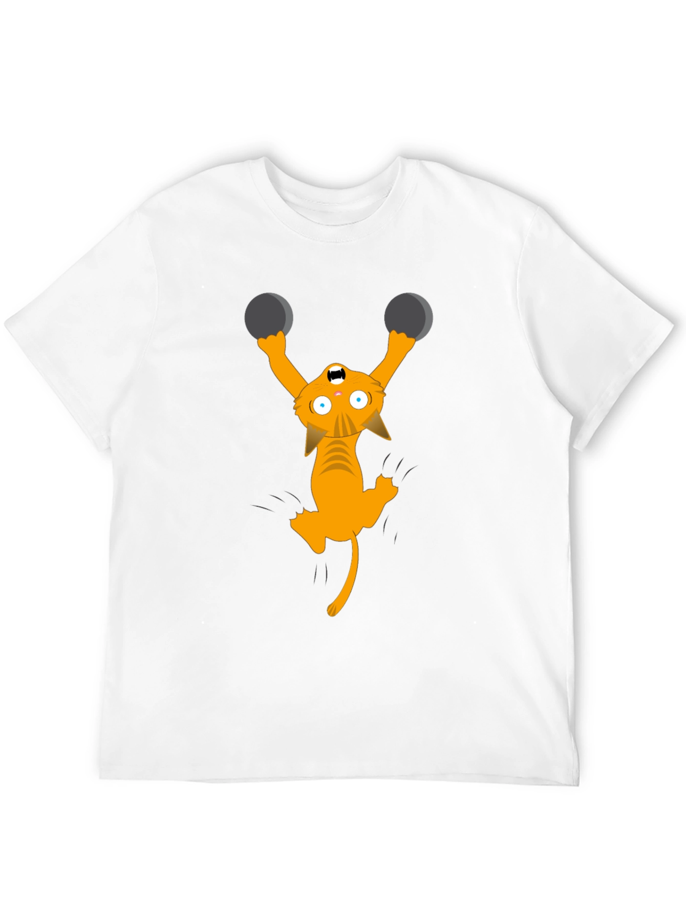 Funny Cat Lifting Weights Graphic T-Shirt