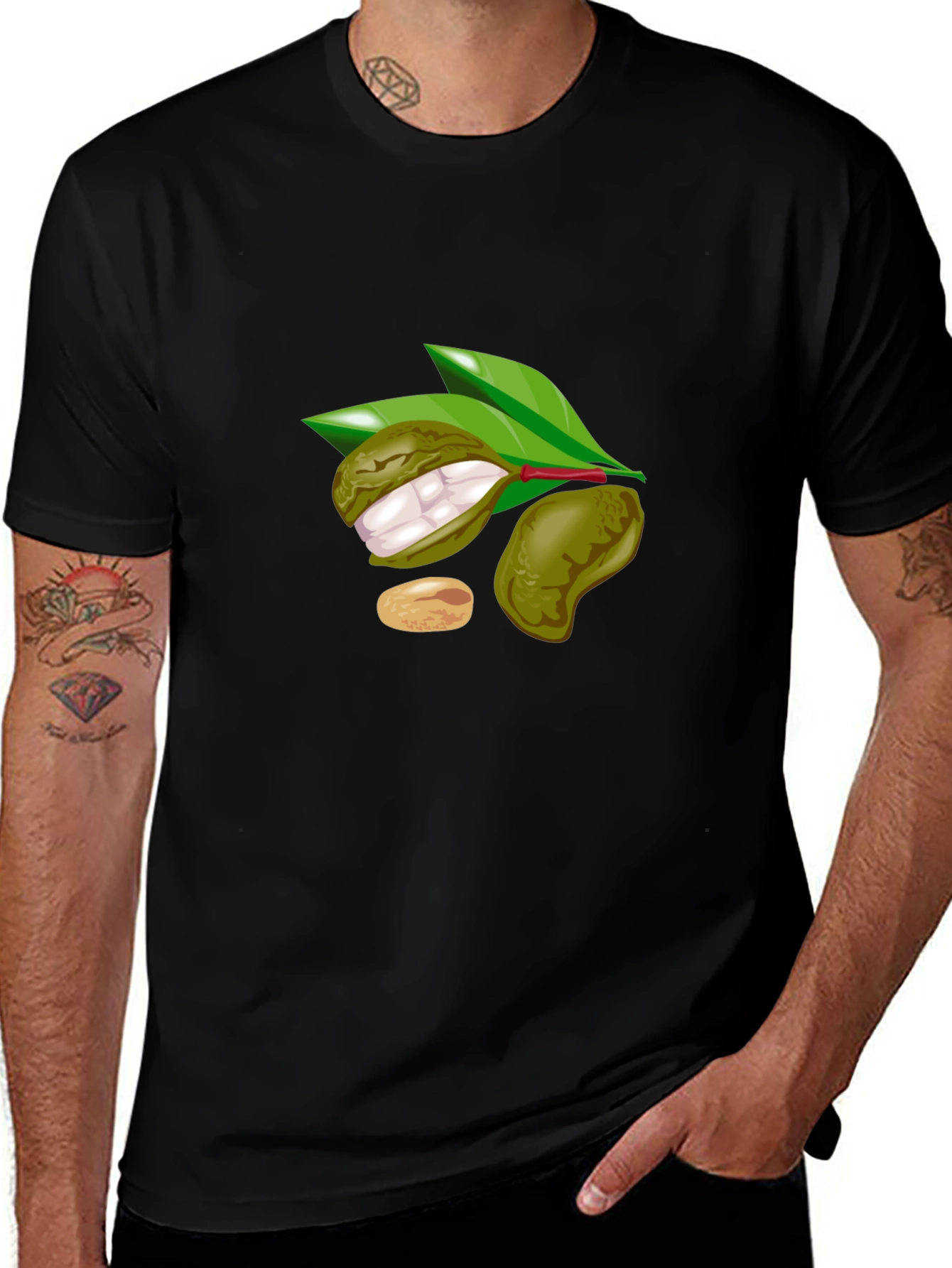 Black T-Shirt with Fruit Design