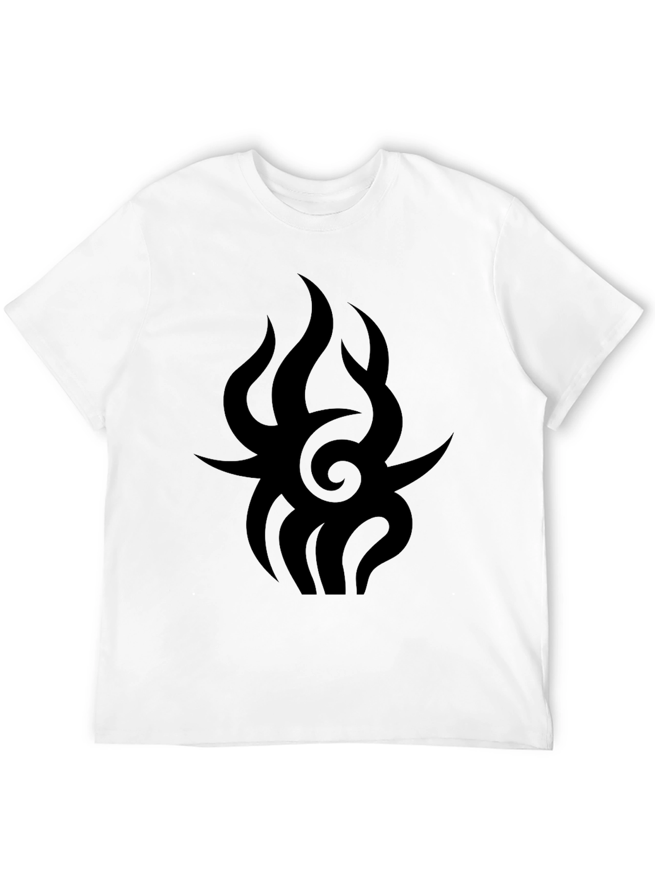 Mens Black Graphic Tee - Tribal Flame Design