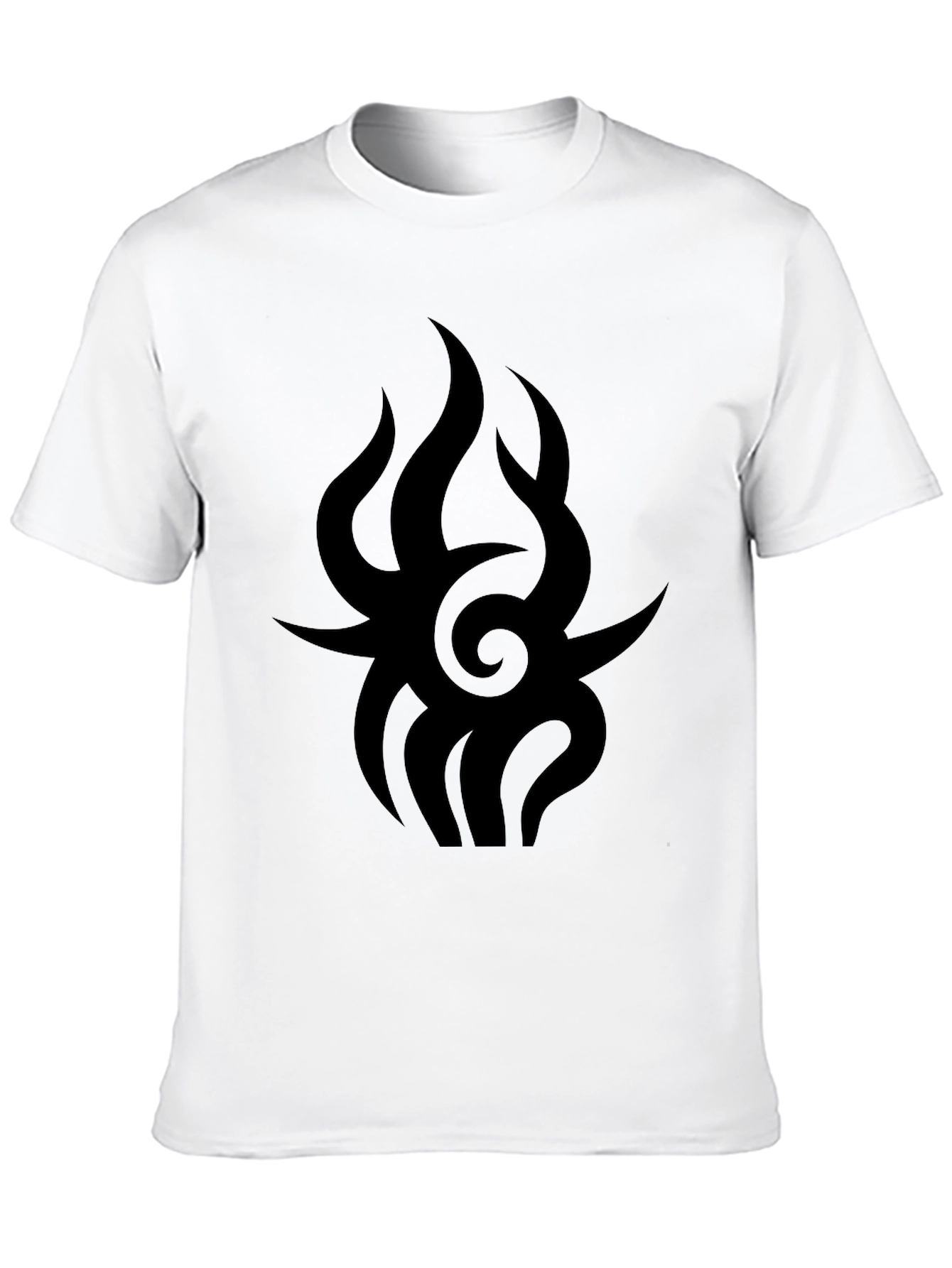 Mens Black Graphic Tee - Tribal Flame Design
