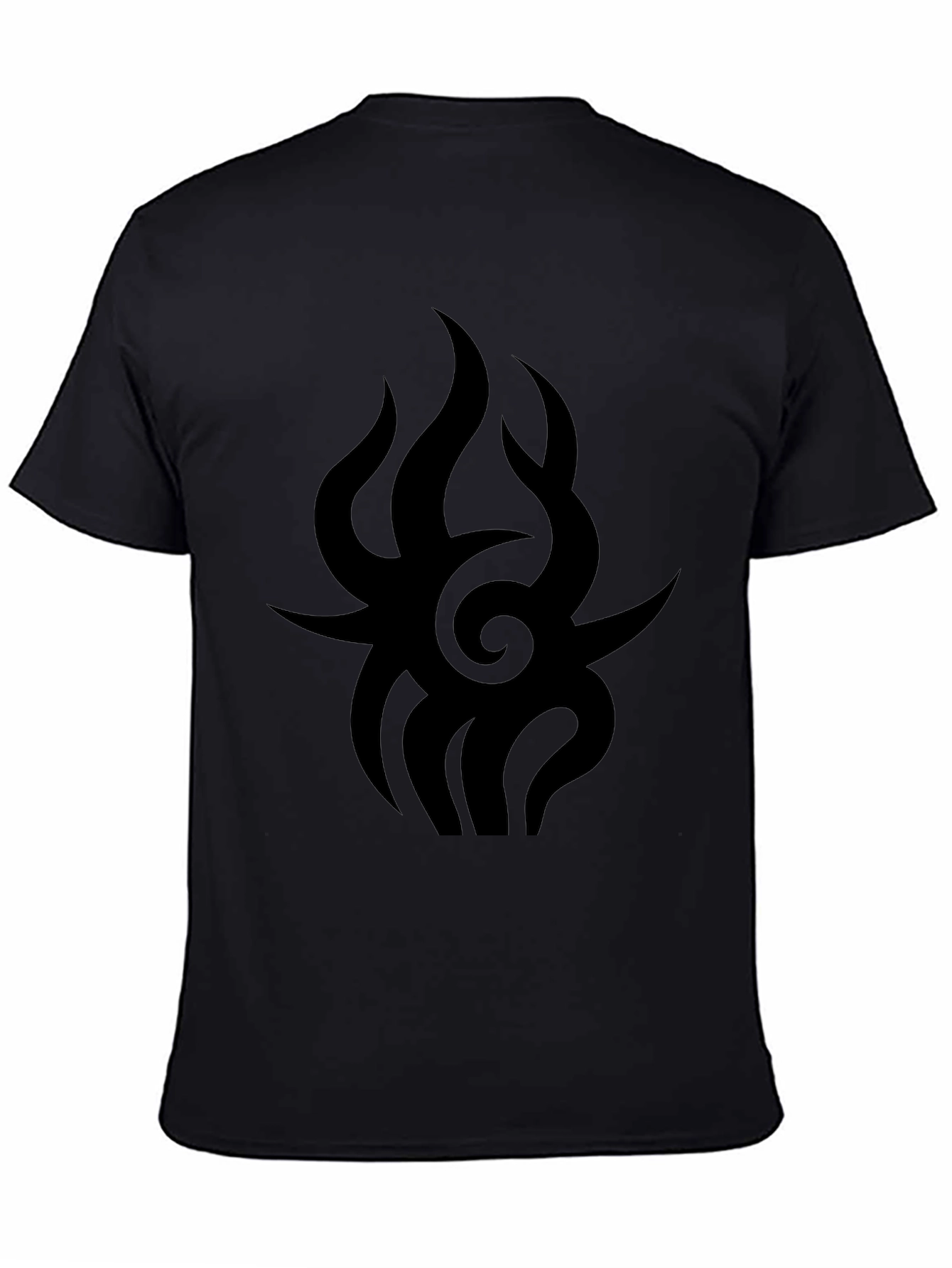 Mens Black Graphic Tee - Tribal Flame Design