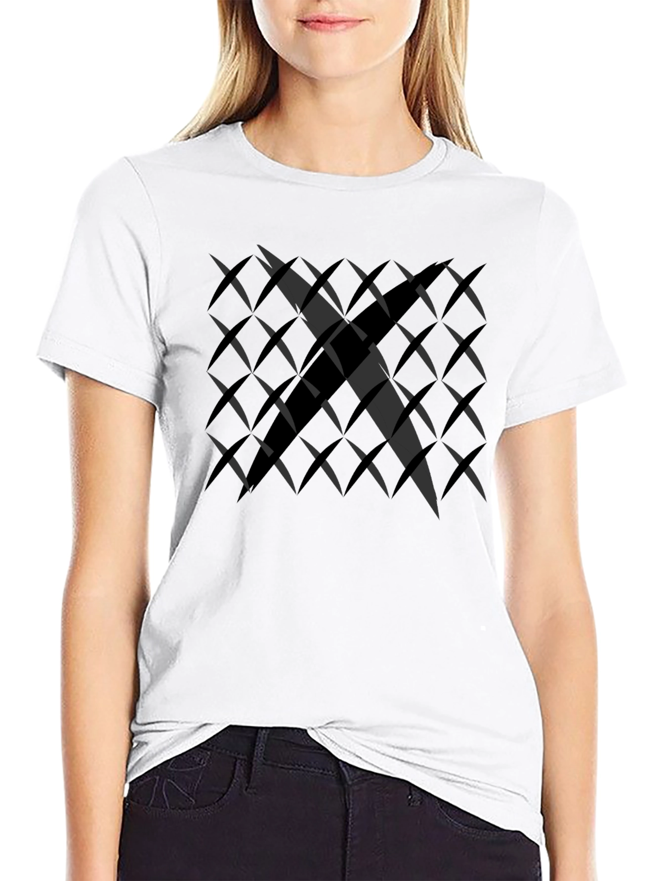 Modern Black Geometric Pattern T-Shirt