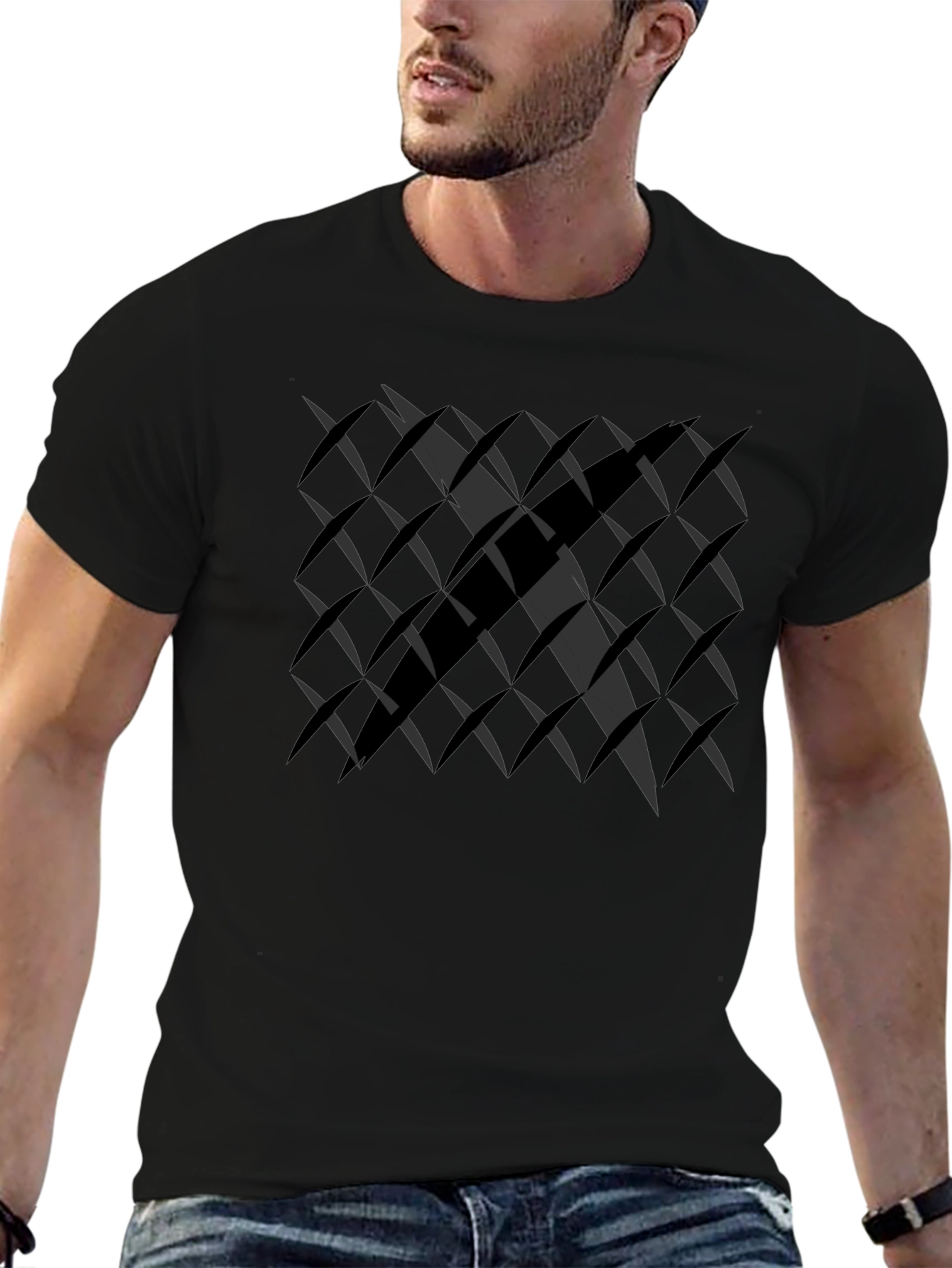 Modern Black Geometric Pattern T-Shirt