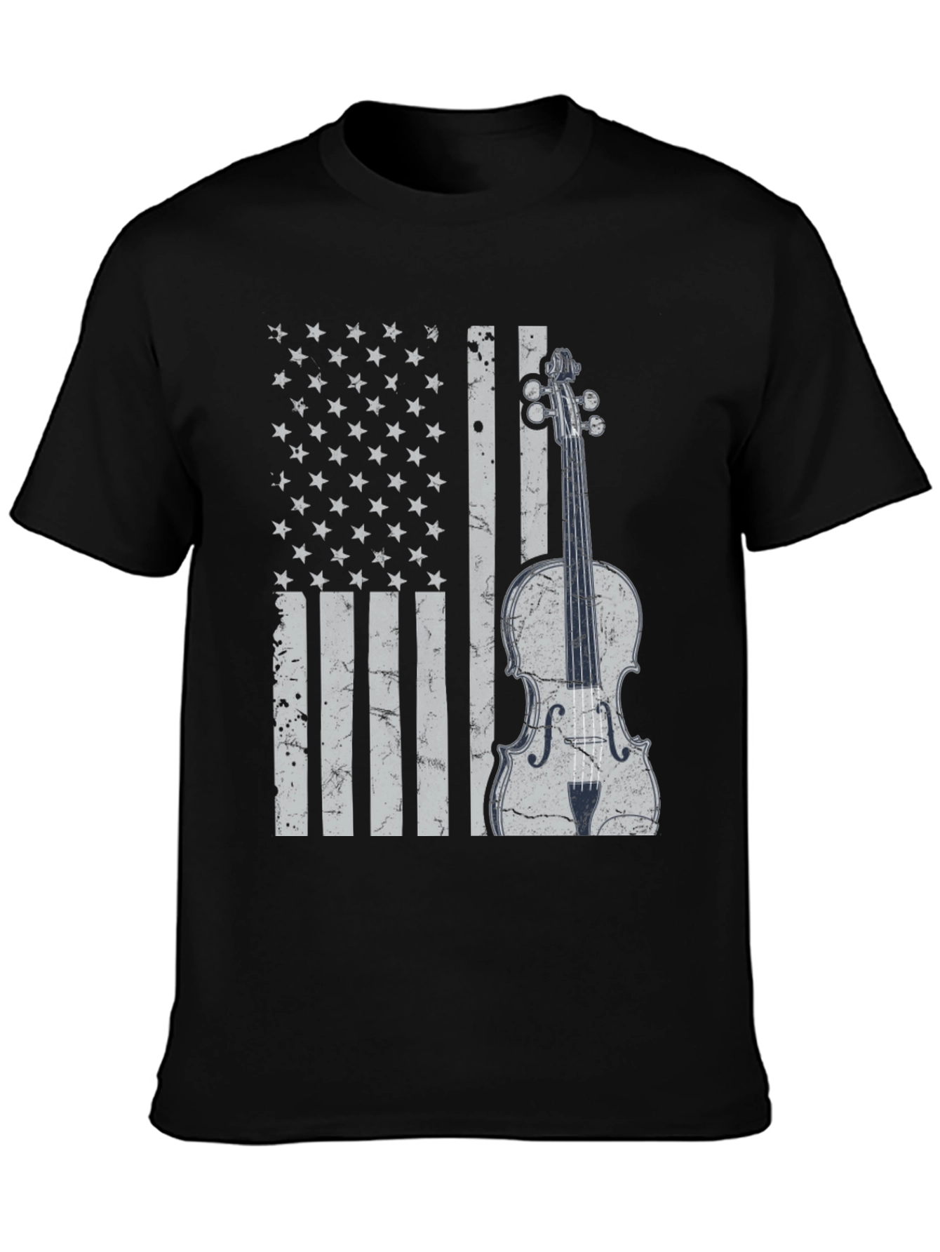American Flag Violin Graphic T-Shirt