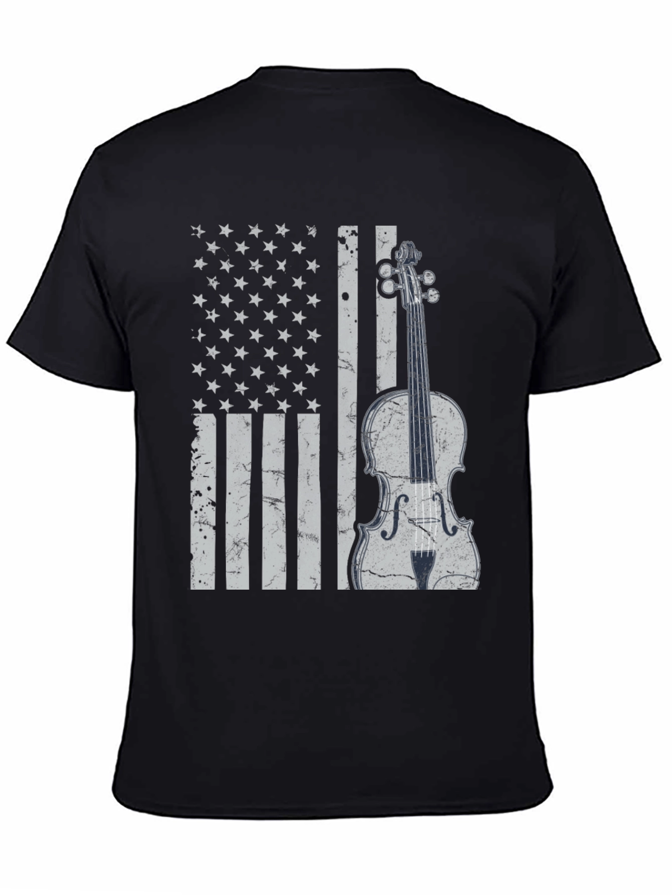 American Flag Violin Graphic T-Shirt