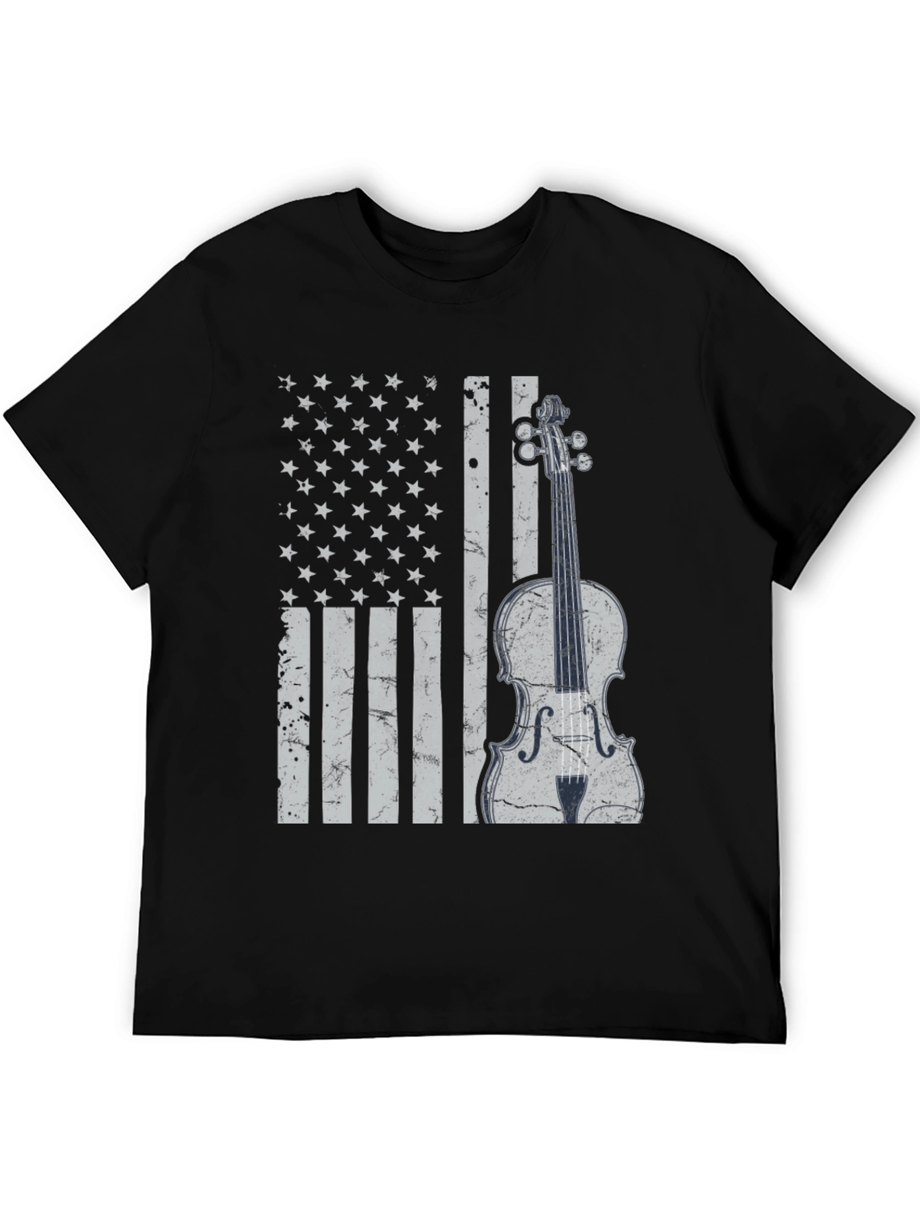 American Flag Violin Graphic T-Shirt
