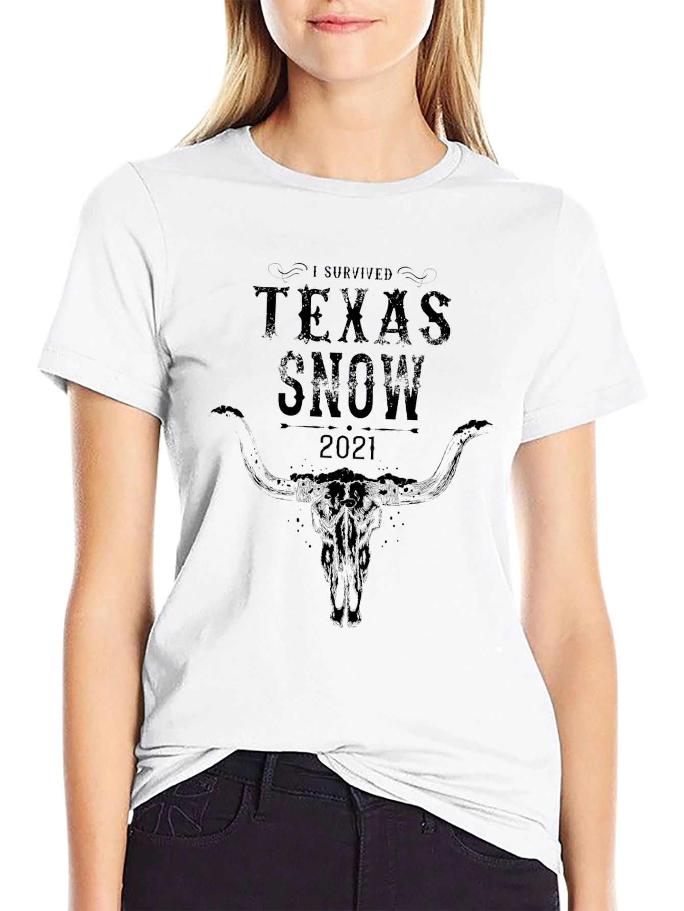 I Survived Texas Snow 2021 Black Graphic T-Shirt