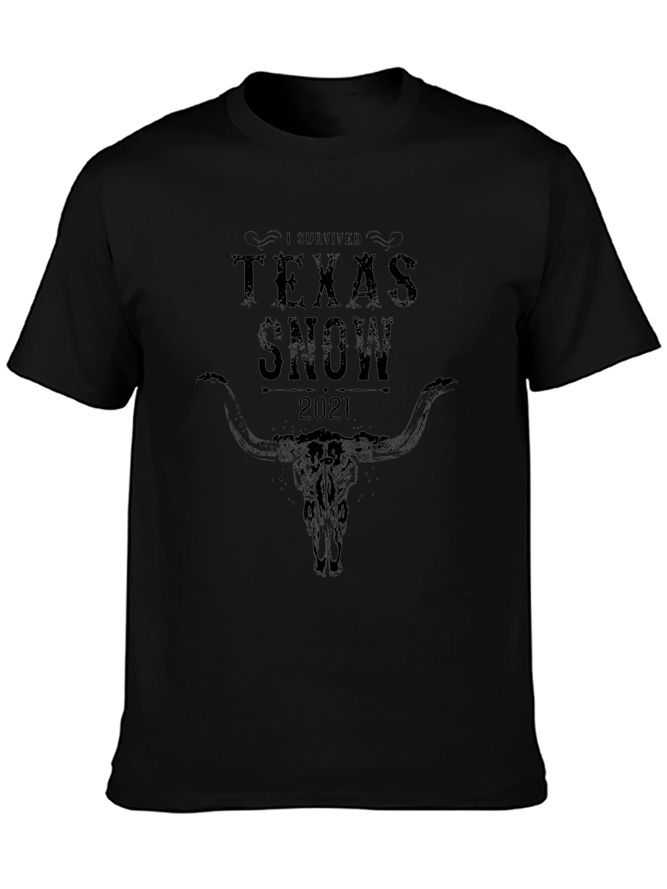 I Survived Texas Snow 2021 Black Graphic T-Shirt