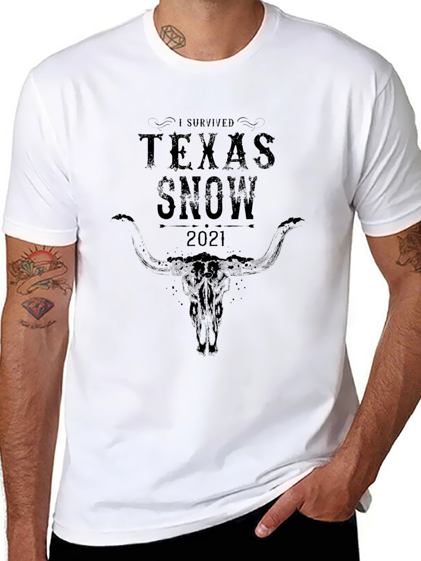 I Survived Texas Snow 2021 Black Graphic T-Shirt