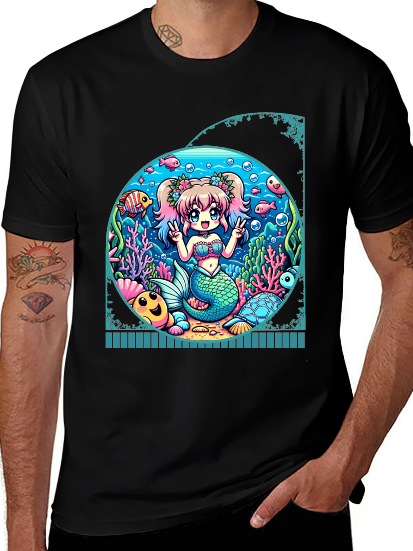Anime Mermaid Graphic T-Shirt