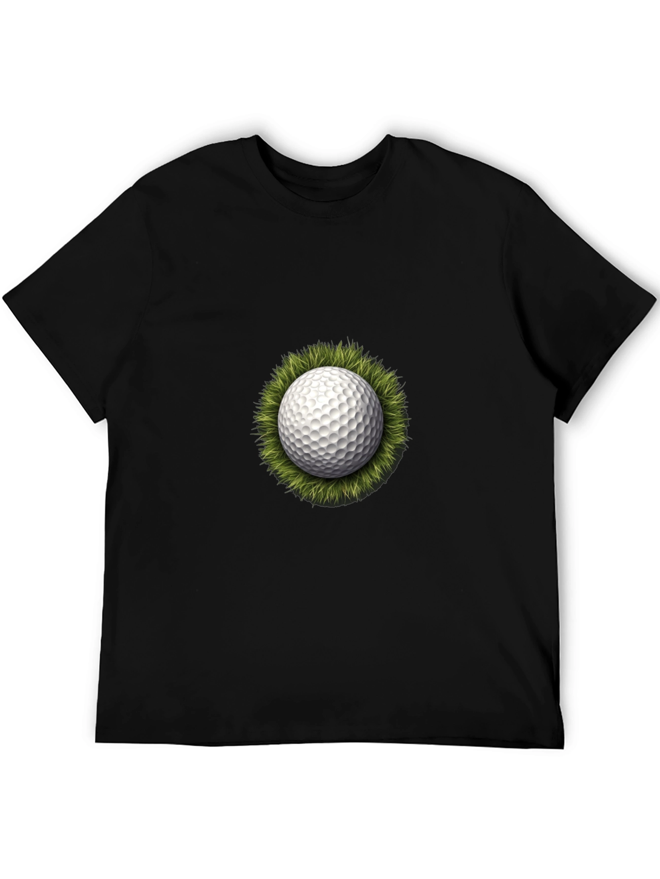 Golf Ball on Grass Graphic Tee - Black T-Shirt