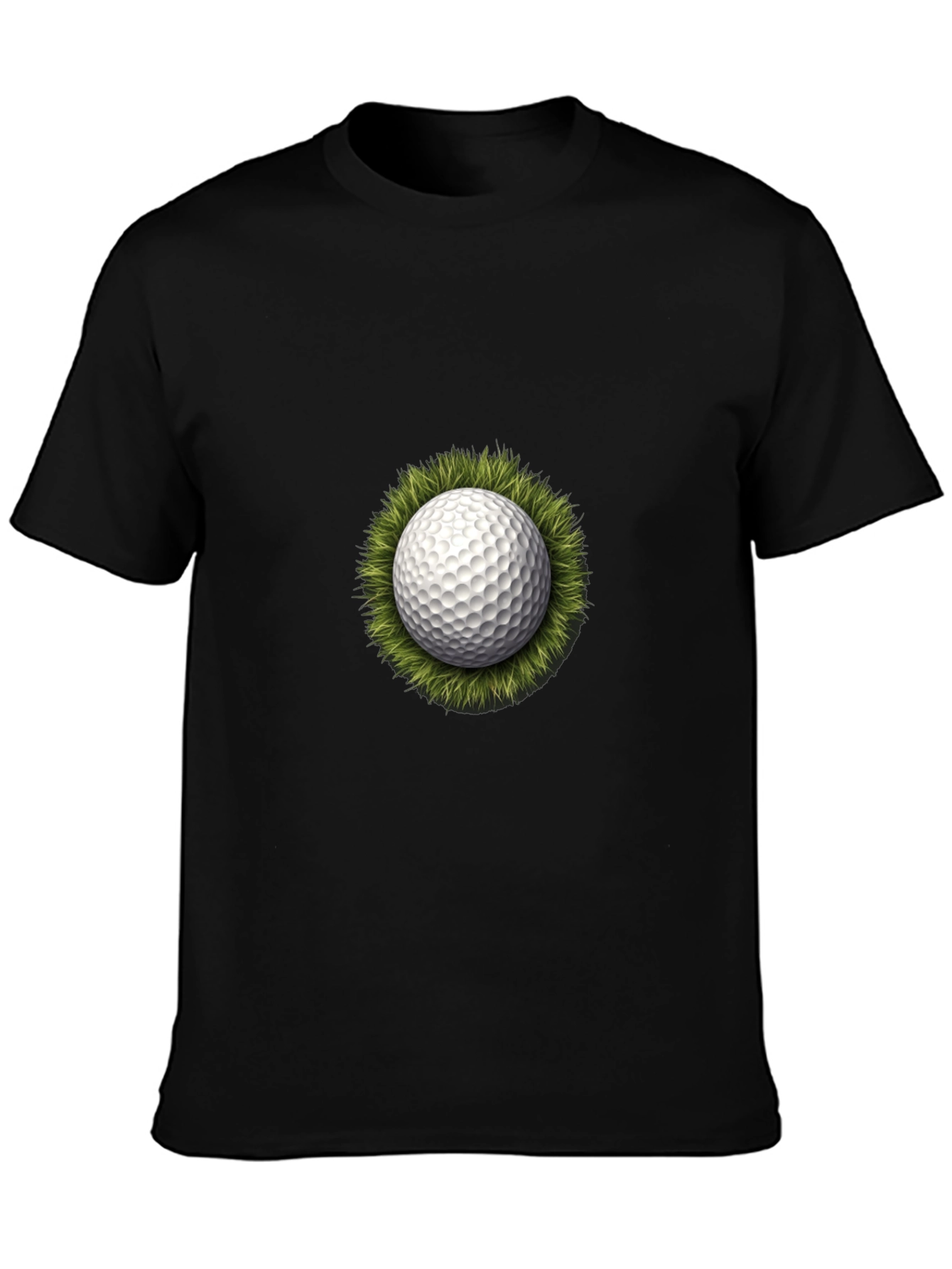 Golf Ball on Grass Graphic Tee - Black T-Shirt