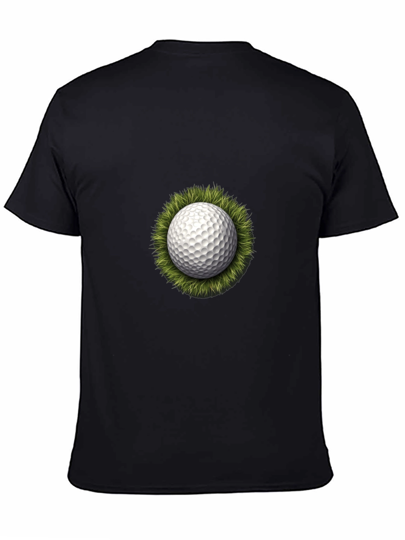 Golf Ball on Grass Graphic Tee - Black T-Shirt