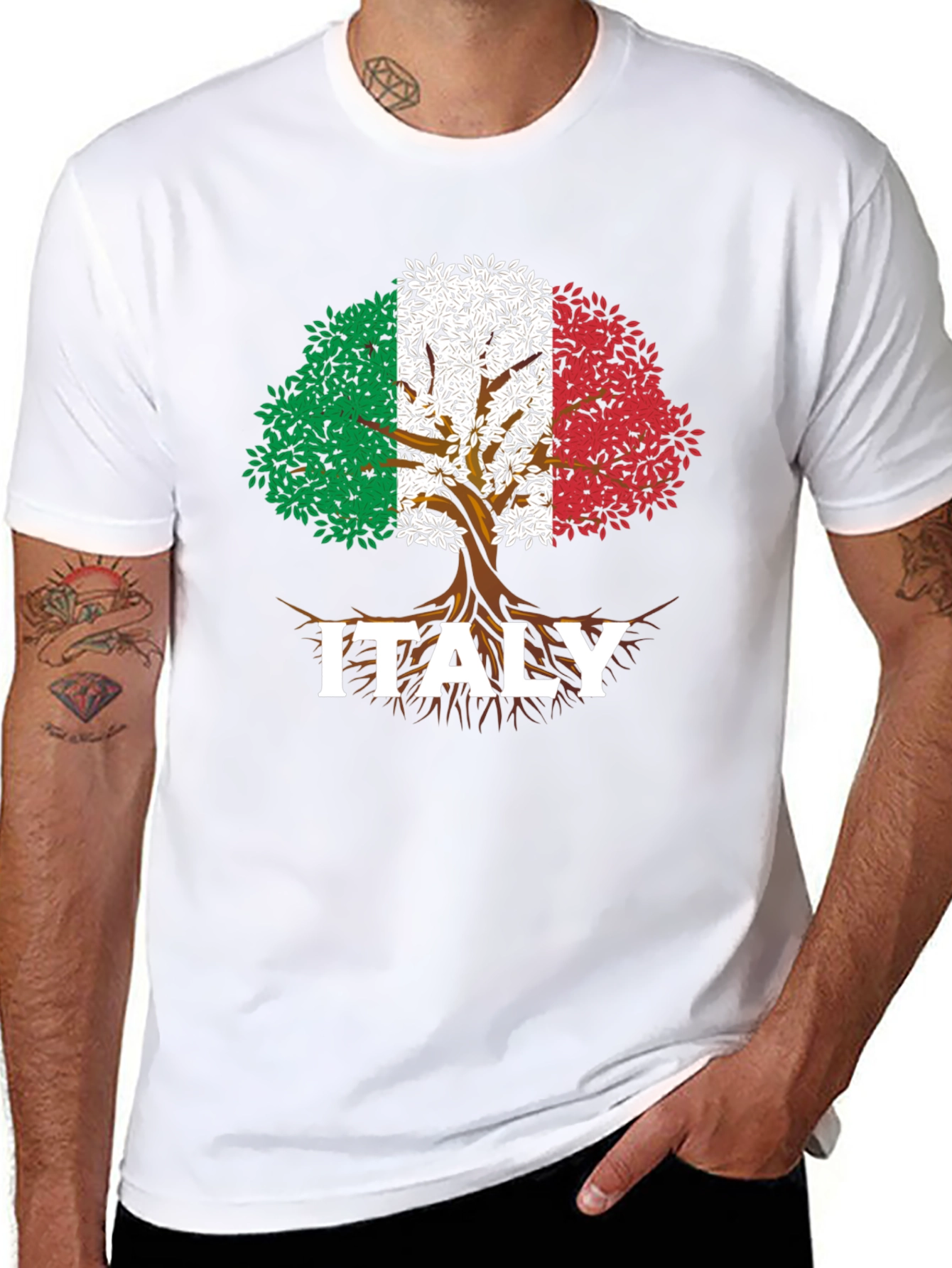 Italy Roots Tree Flag T-Shirt