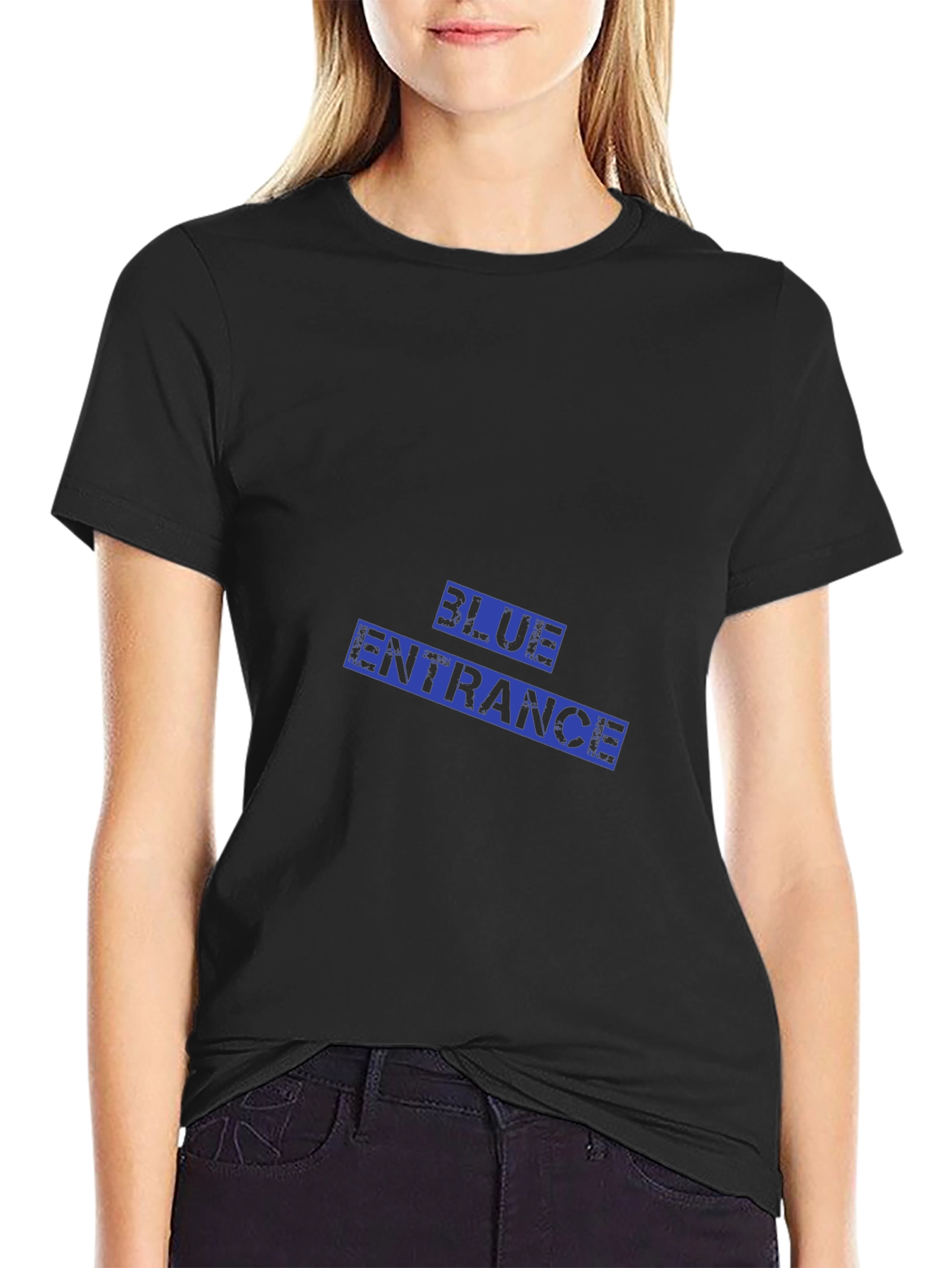 Mens Black Graphic Tee - Blue Entrance Design