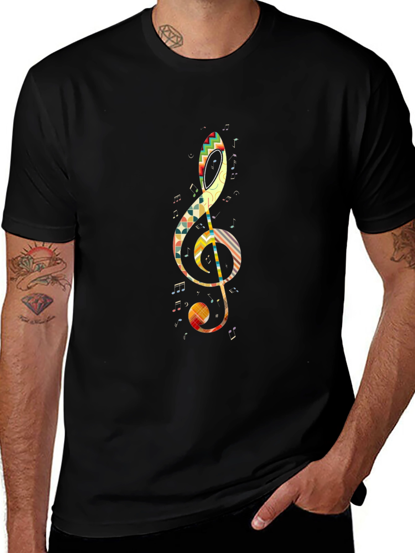 Music Note Graphic Tee - Stylish Black T-Shirt