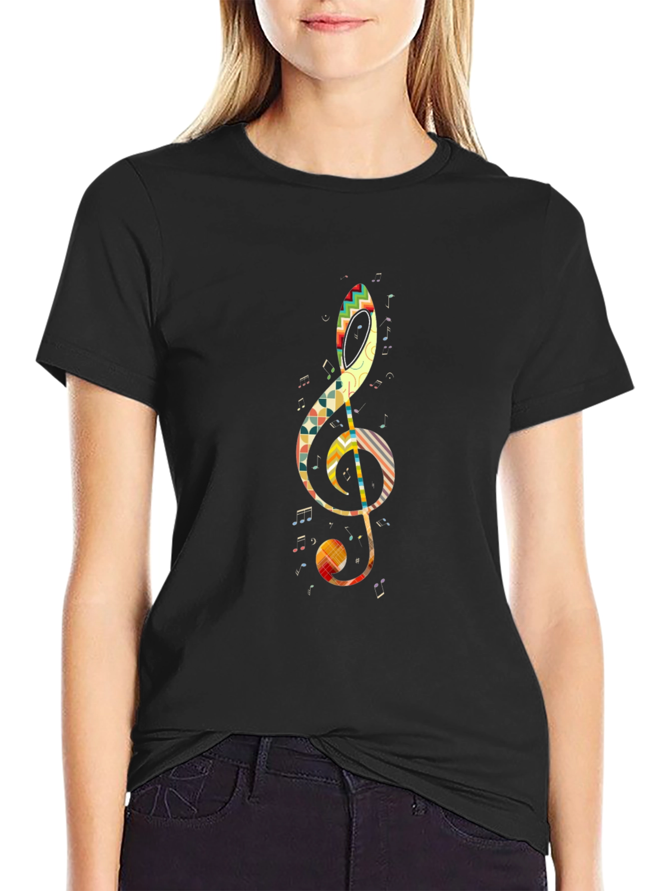 Music Note Graphic Tee - Stylish Black T-Shirt