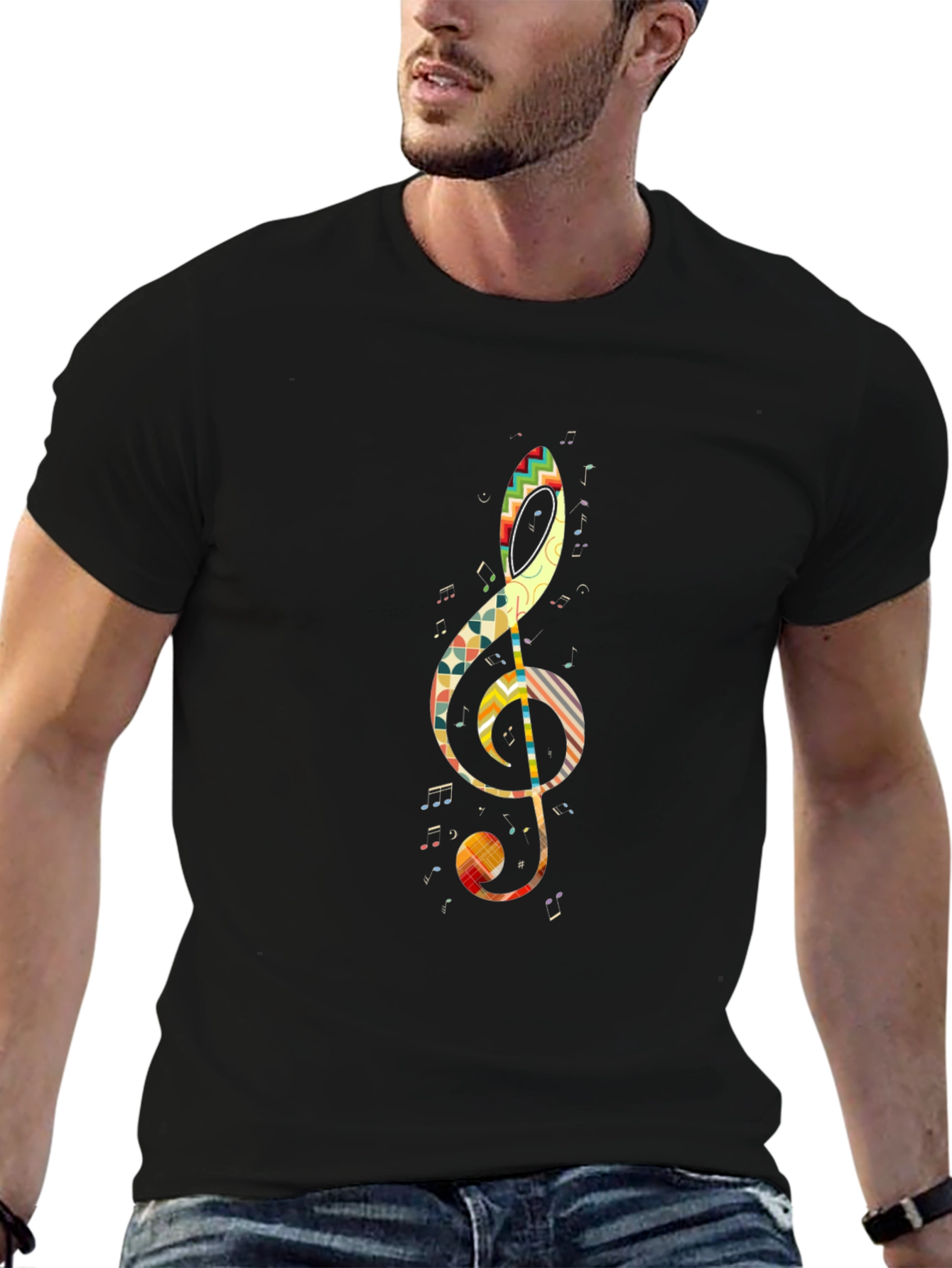 Music Note Graphic Tee - Stylish Black T-Shirt